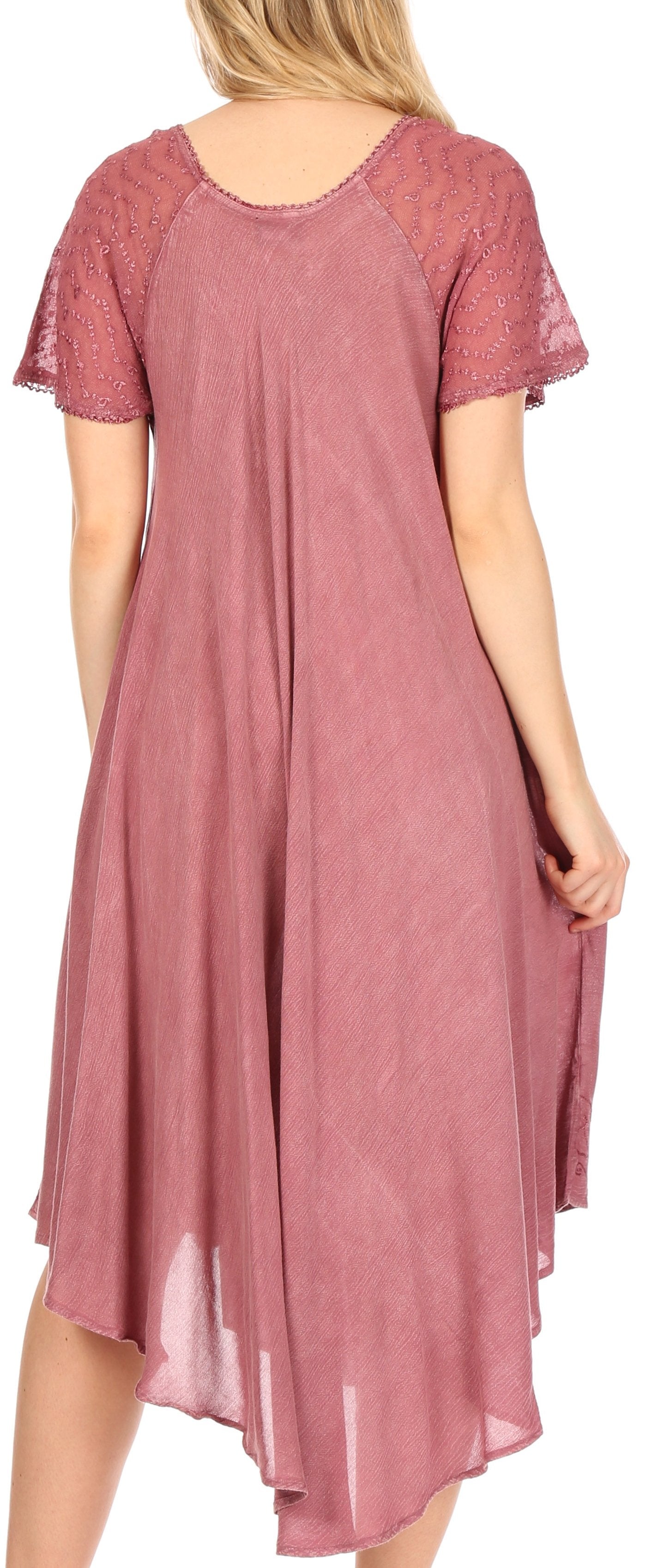 Sakkas Helena Embroidered Nightgown / Women Sleepwear with Eyelet Sleeves - Concordia Style Boutique