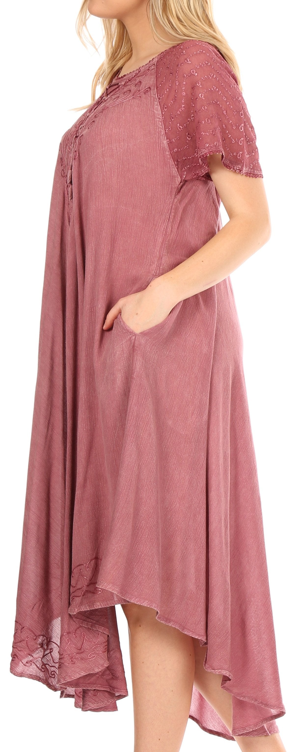 Sakkas Helena Embroidered Nightgown / Women Sleepwear with Eyelet Sleeves - Concordia Style Boutique