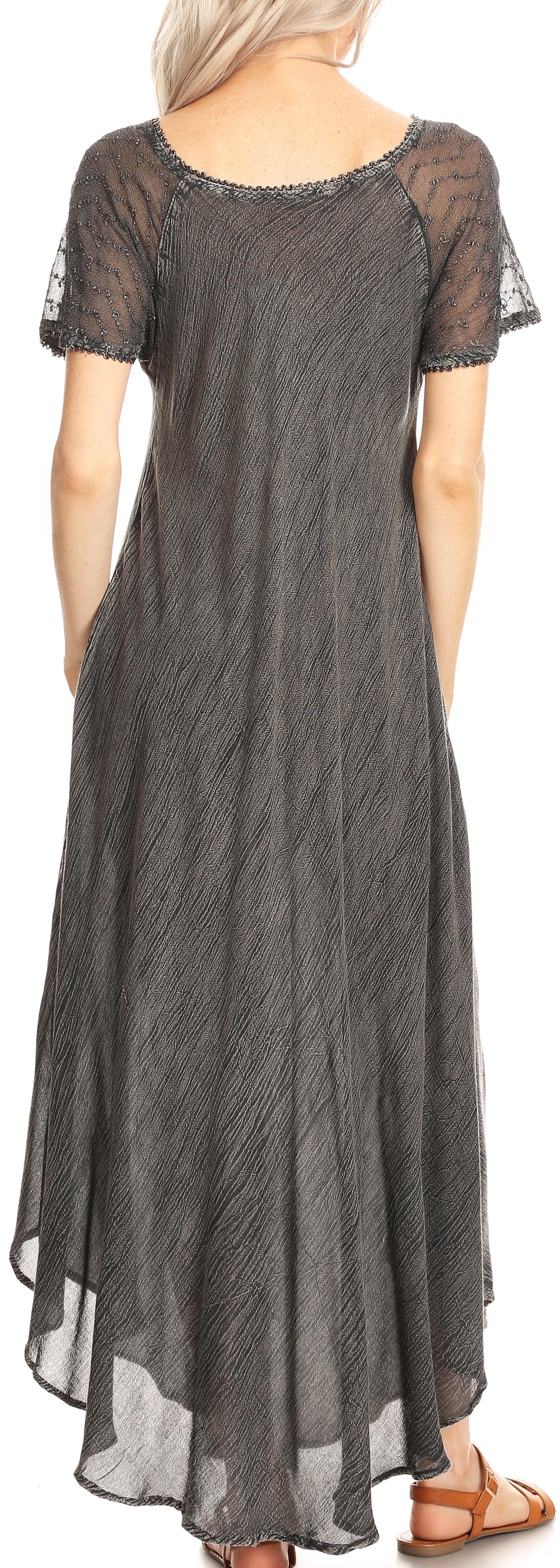 Sakkas Helena Embroidered Nightgown / Women Sleepwear with Eyelet Sleeves - Concordia Style Boutique