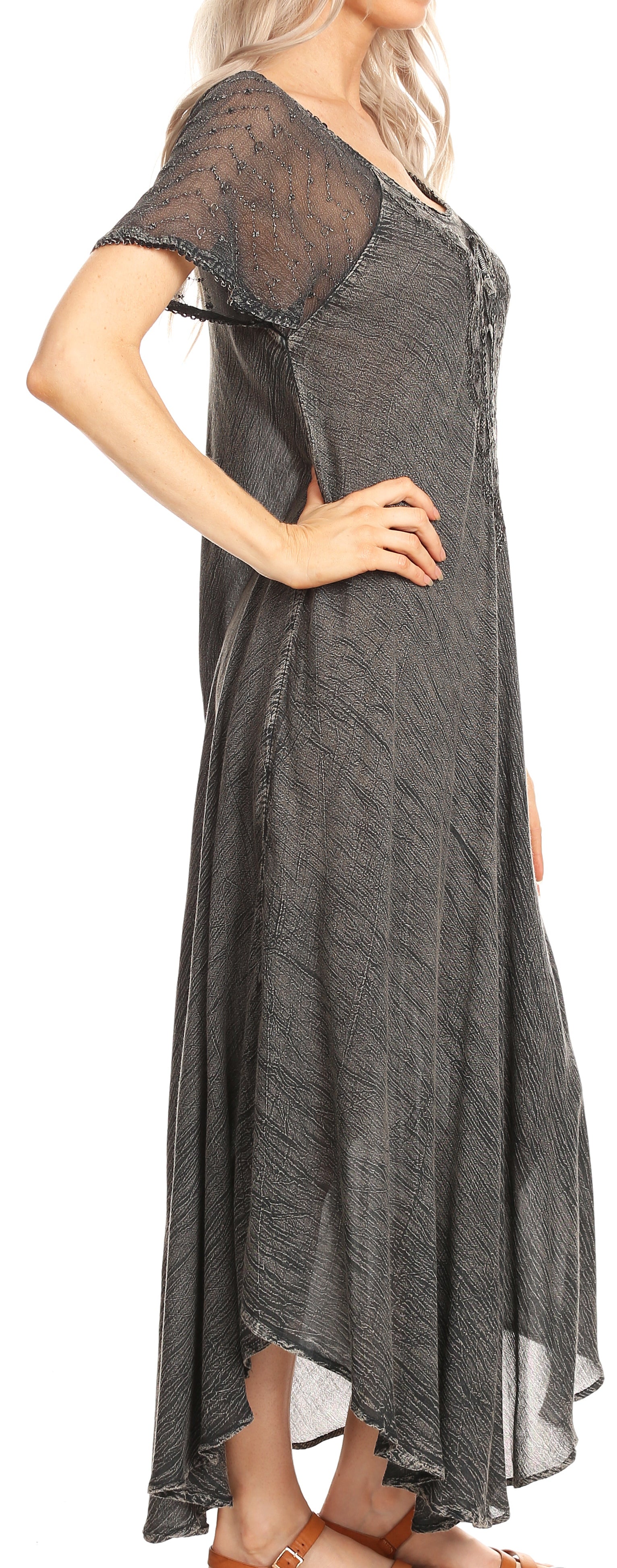 Sakkas Helena Embroidered Nightgown / Women Sleepwear with Eyelet Sleeves - Concordia Style Boutique