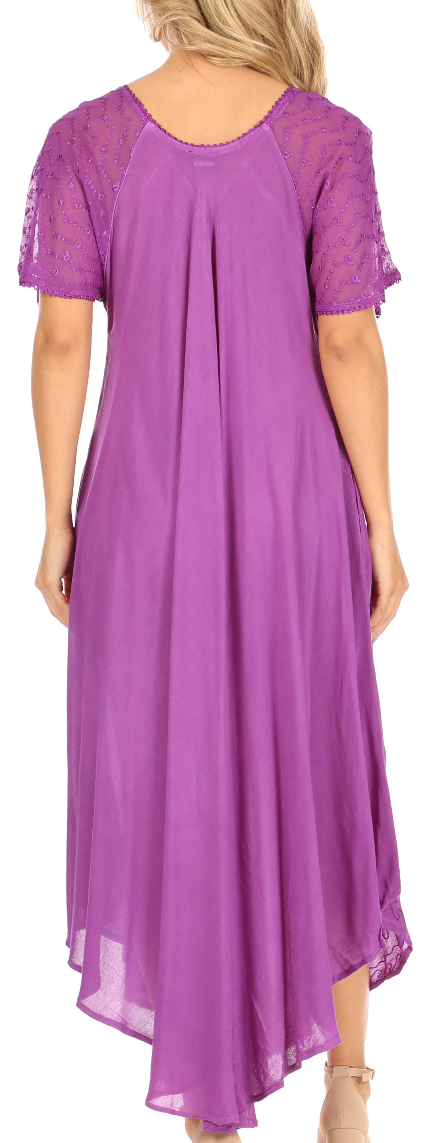 Sakkas Helena Embroidered Nightgown / Women Sleepwear with Eyelet Sleeves - Concordia Style Boutique