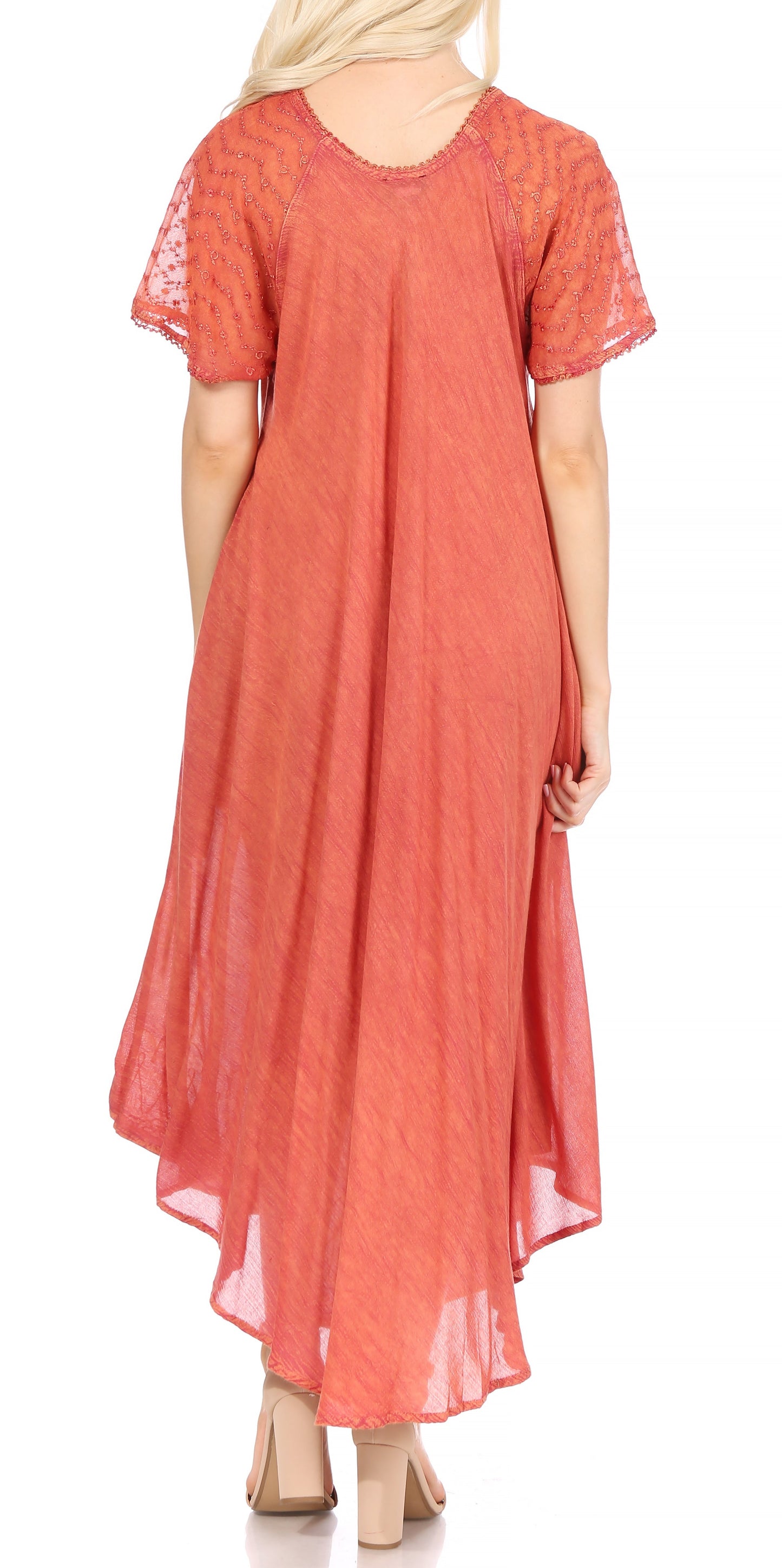 Sakkas Helena Embroidered Nightgown / Women Sleepwear with Eyelet Sleeves - Concordia Style Boutique
