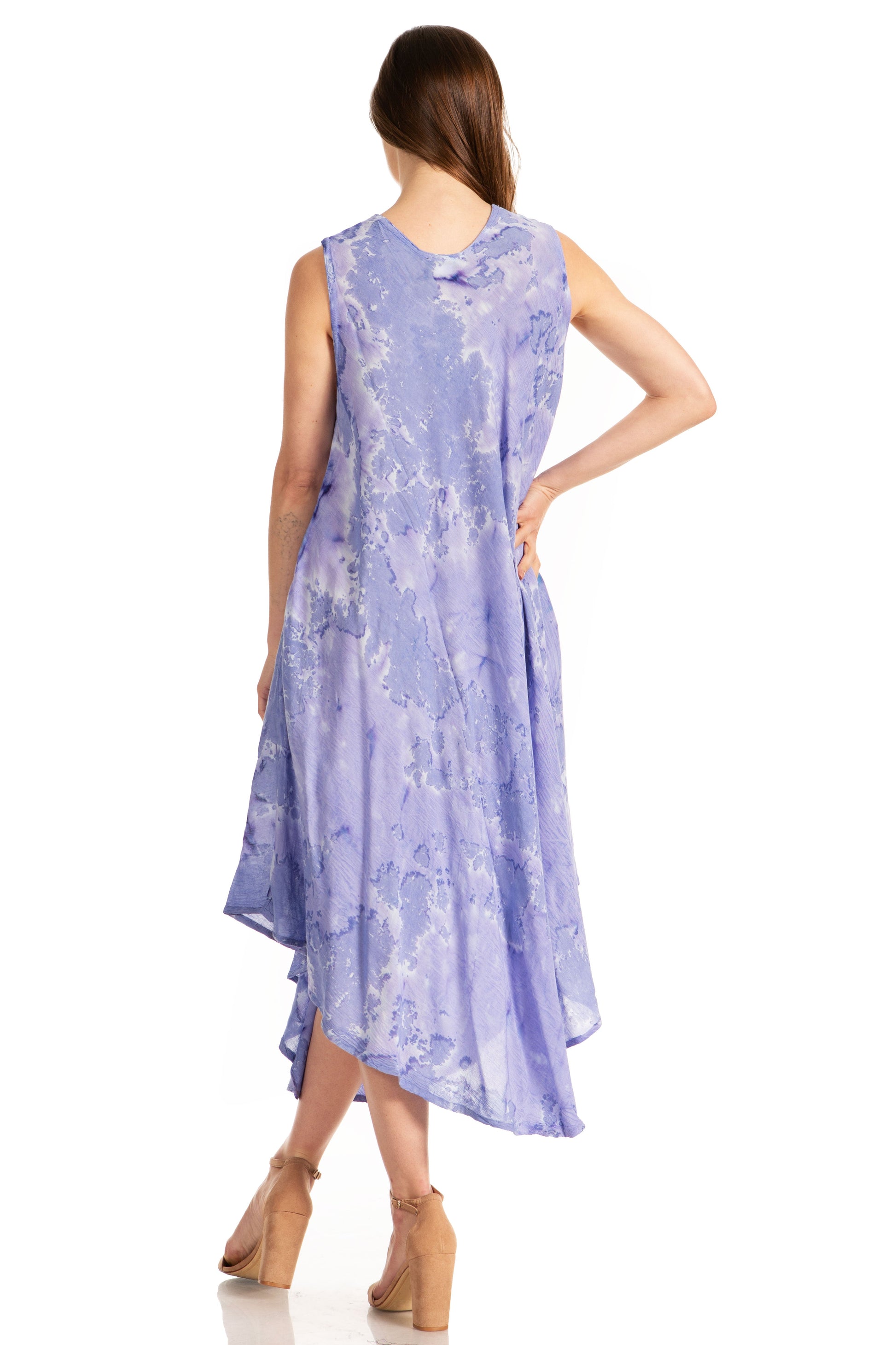 Sakkas Laeila Tie Dye Washed Long Sleeveless Tank Top Caftan Dress / Cover Up - Concordia Style Boutique