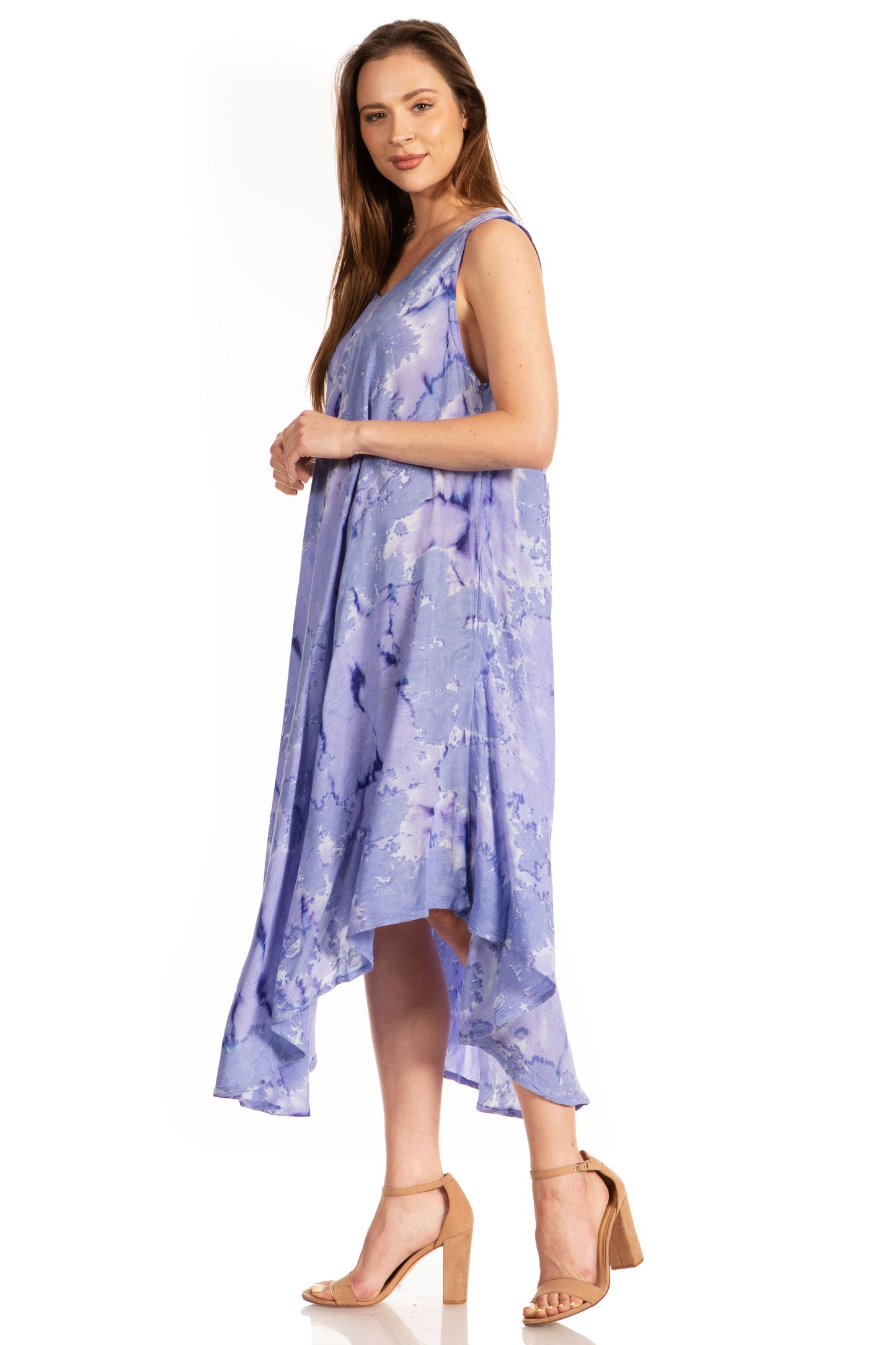 Sakkas Laeila Tie Dye Washed Long Sleeveless Tank Top Caftan Dress / Cover Up - Concordia Style Boutique