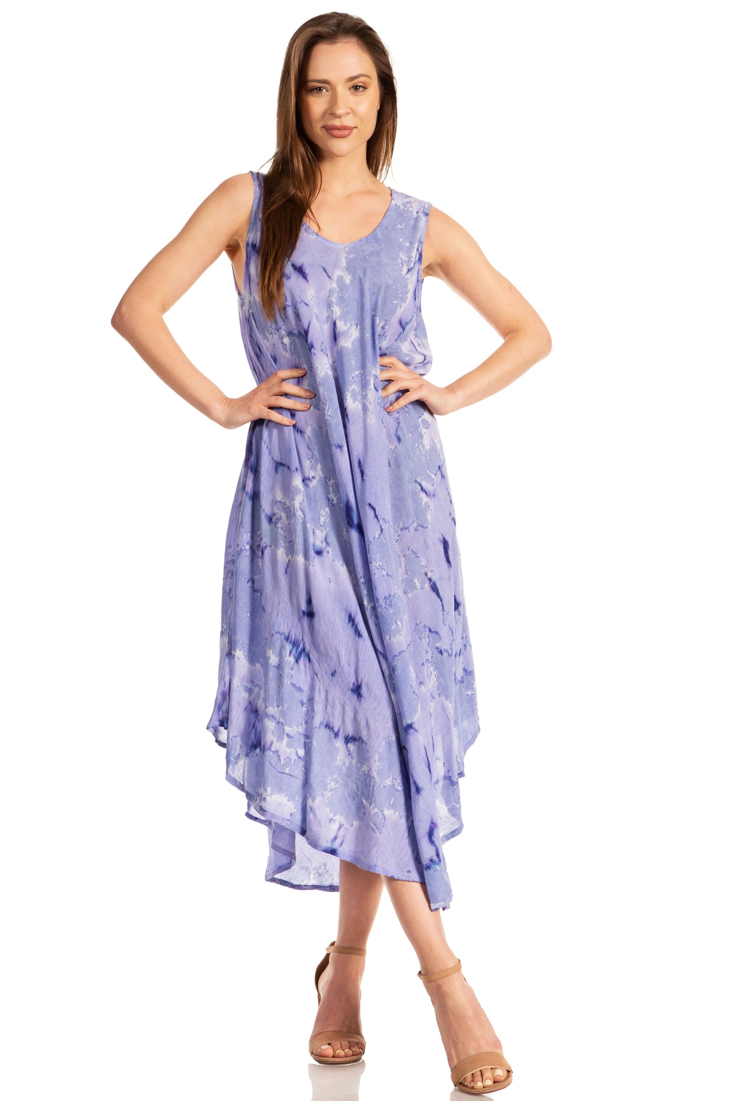 Sakkas Laeila Tie Dye Washed Long Sleeveless Tank Top Caftan Dress / Cover Up - Concordia Style Boutique