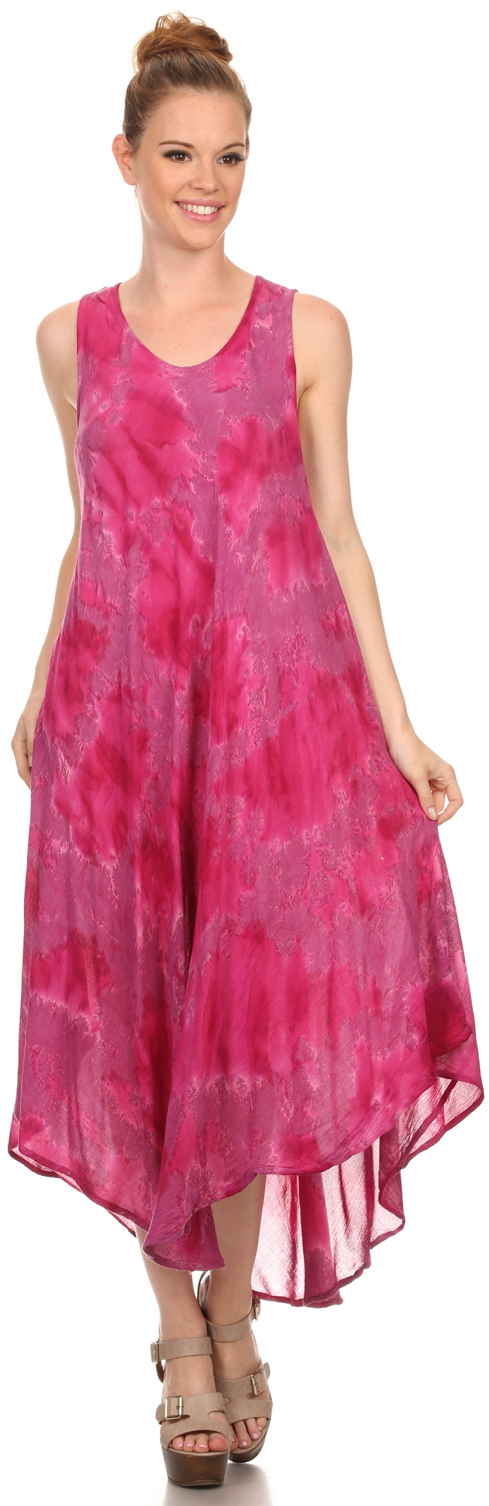 Sakkas Laeila Tie Dye Washed Long Sleeveless Tank Top Caftan Dress / Cover Up - Concordia Style Boutique