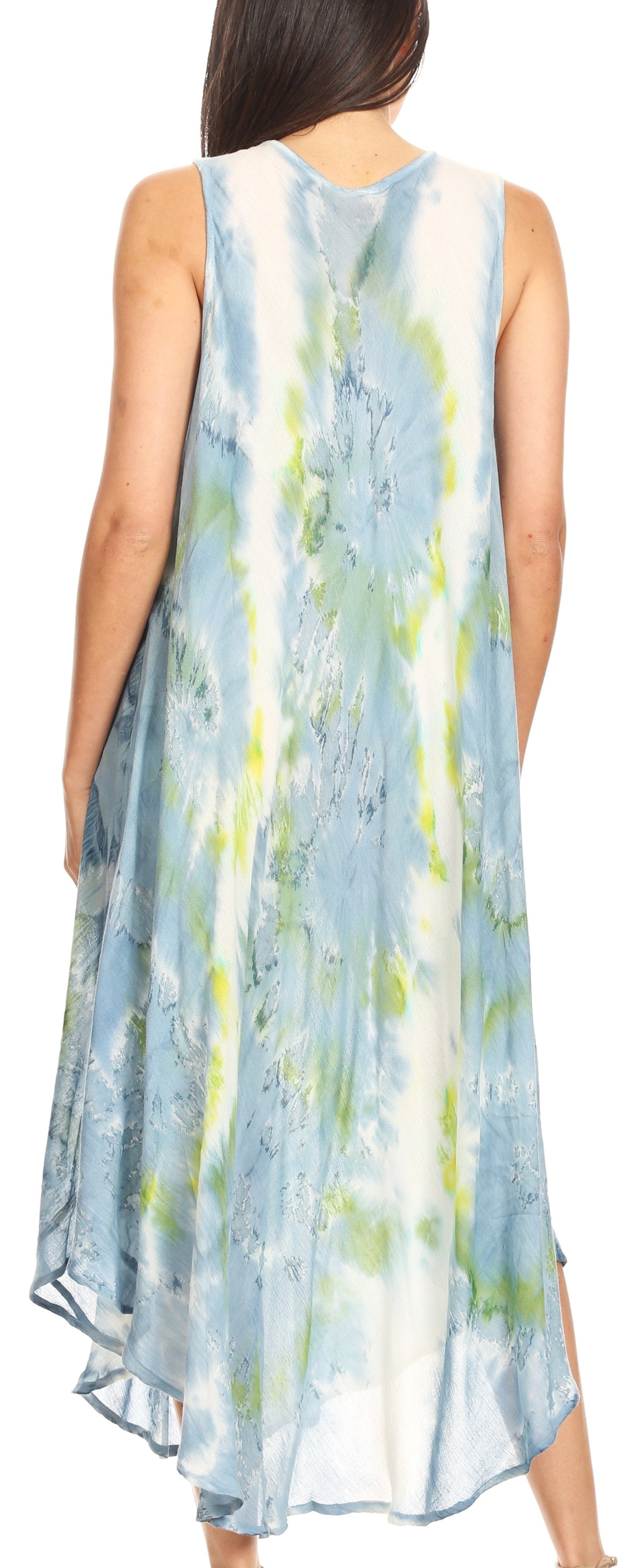 Sakkas Laeila Tie Dye Washed Long Sleeveless Tank Top Caftan Dress / Cover Up - Concordia Style Boutique