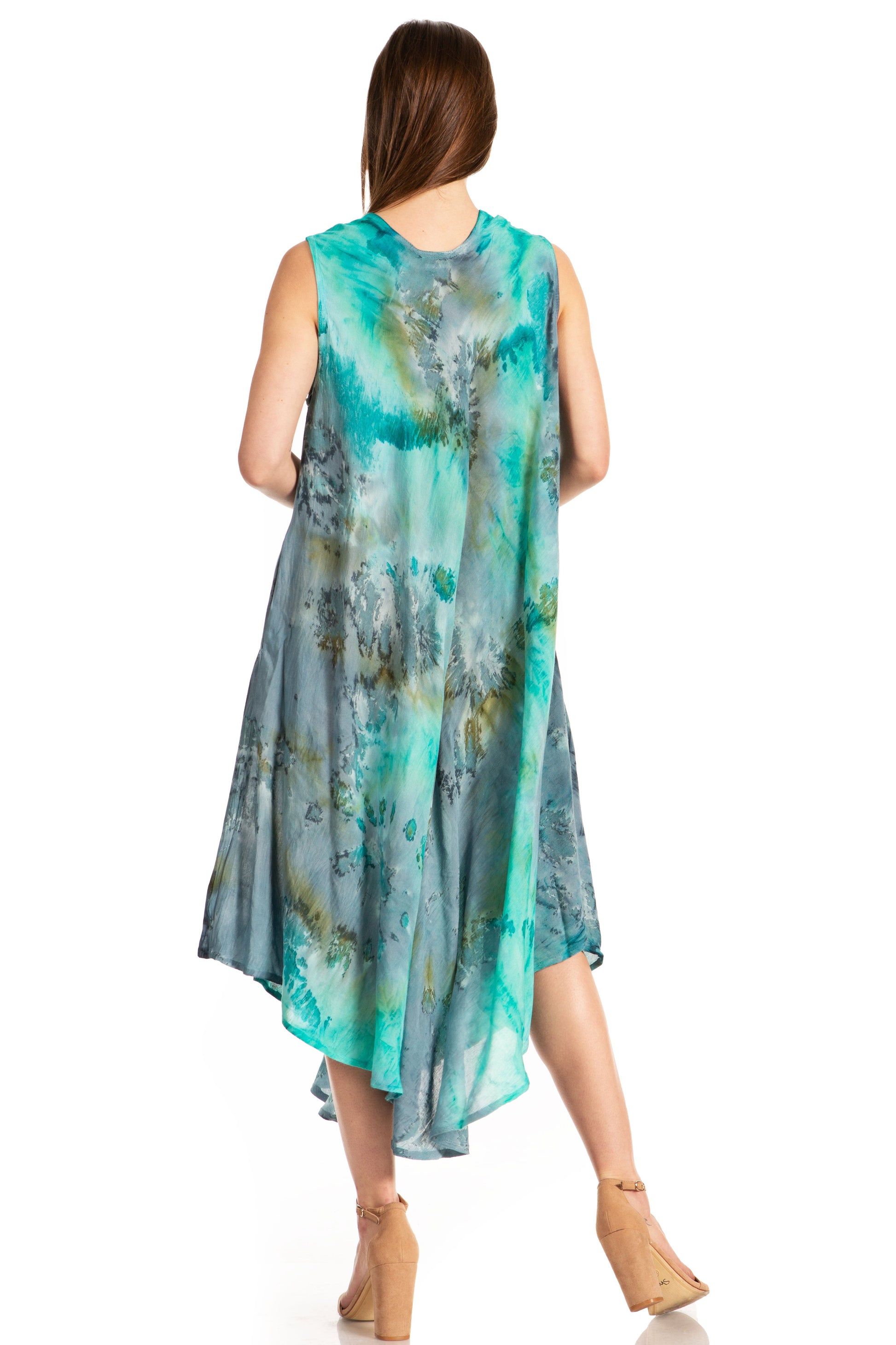 Sakkas Laeila Tie Dye Washed Long Sleeveless Tank Top Caftan Dress / Cover Up - Concordia Style Boutique