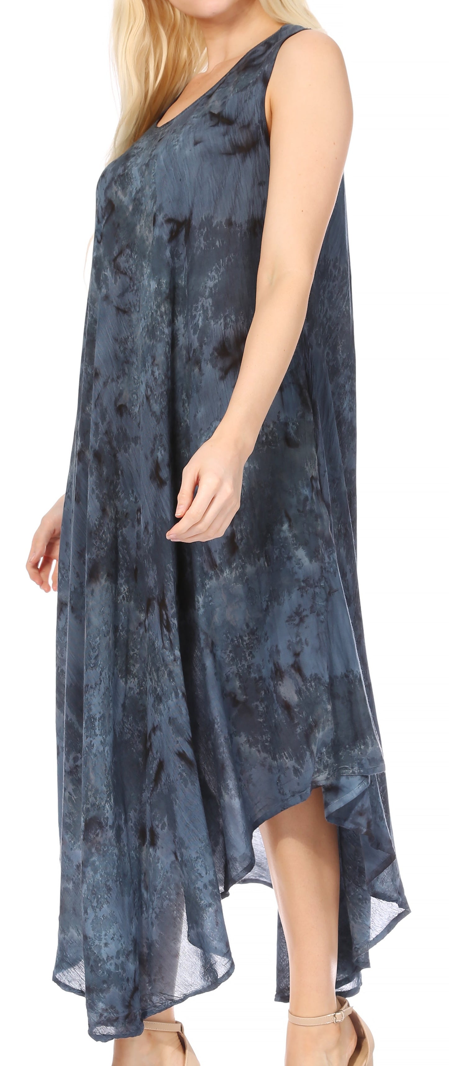 Sakkas Laeila Tie Dye Washed Long Sleeveless Tank Top Caftan Dress / Cover Up - Concordia Style Boutique