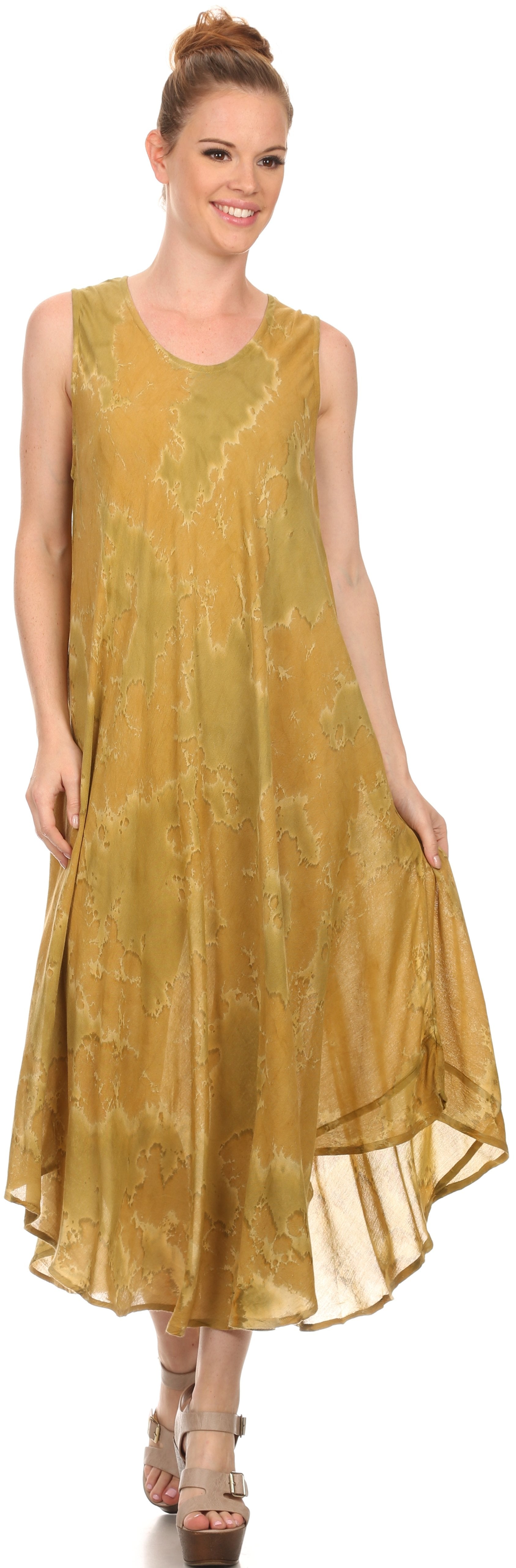 Sakkas Laeila Tie Dye Washed Long Sleeveless Tank Top Caftan Dress / Cover Up - Concordia Style Boutique