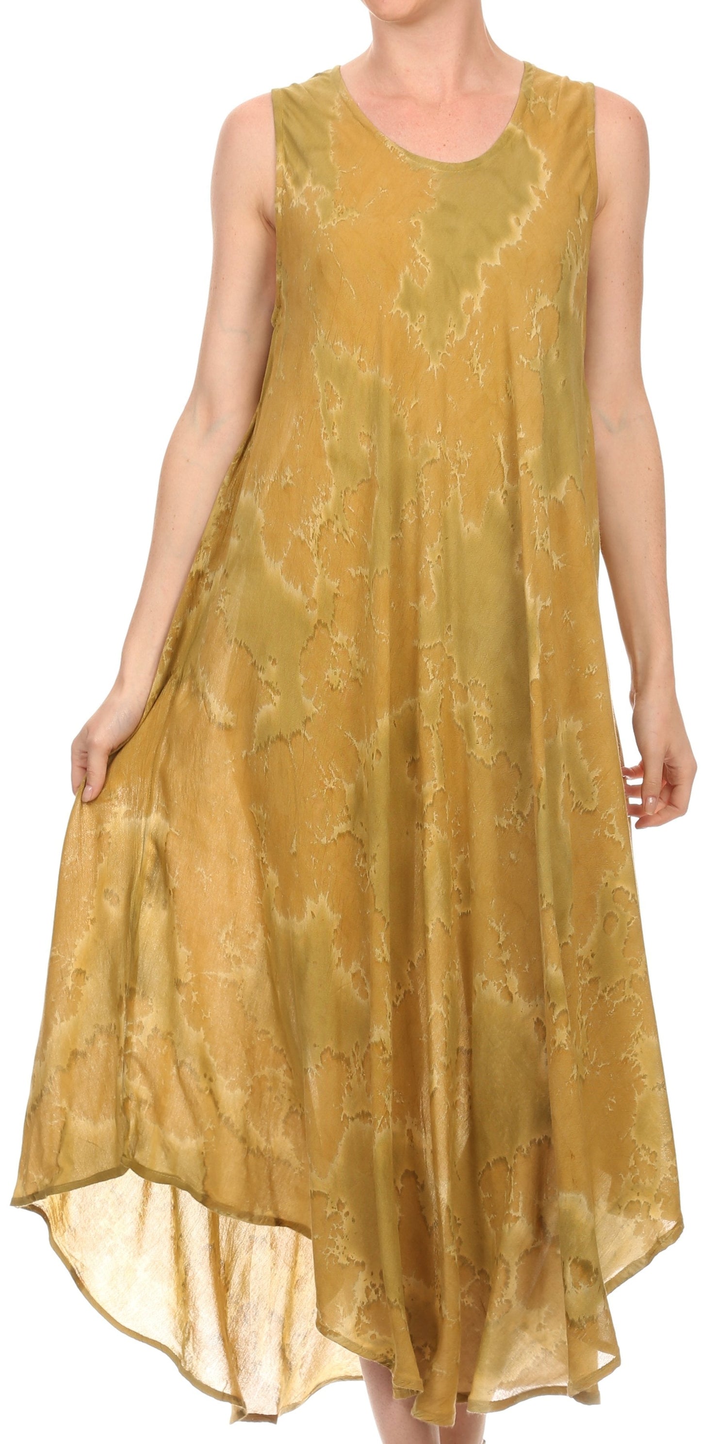Sakkas Laeila Tie Dye Washed Long Sleeveless Tank Top Caftan Dress / Cover Up - Concordia Style Boutique