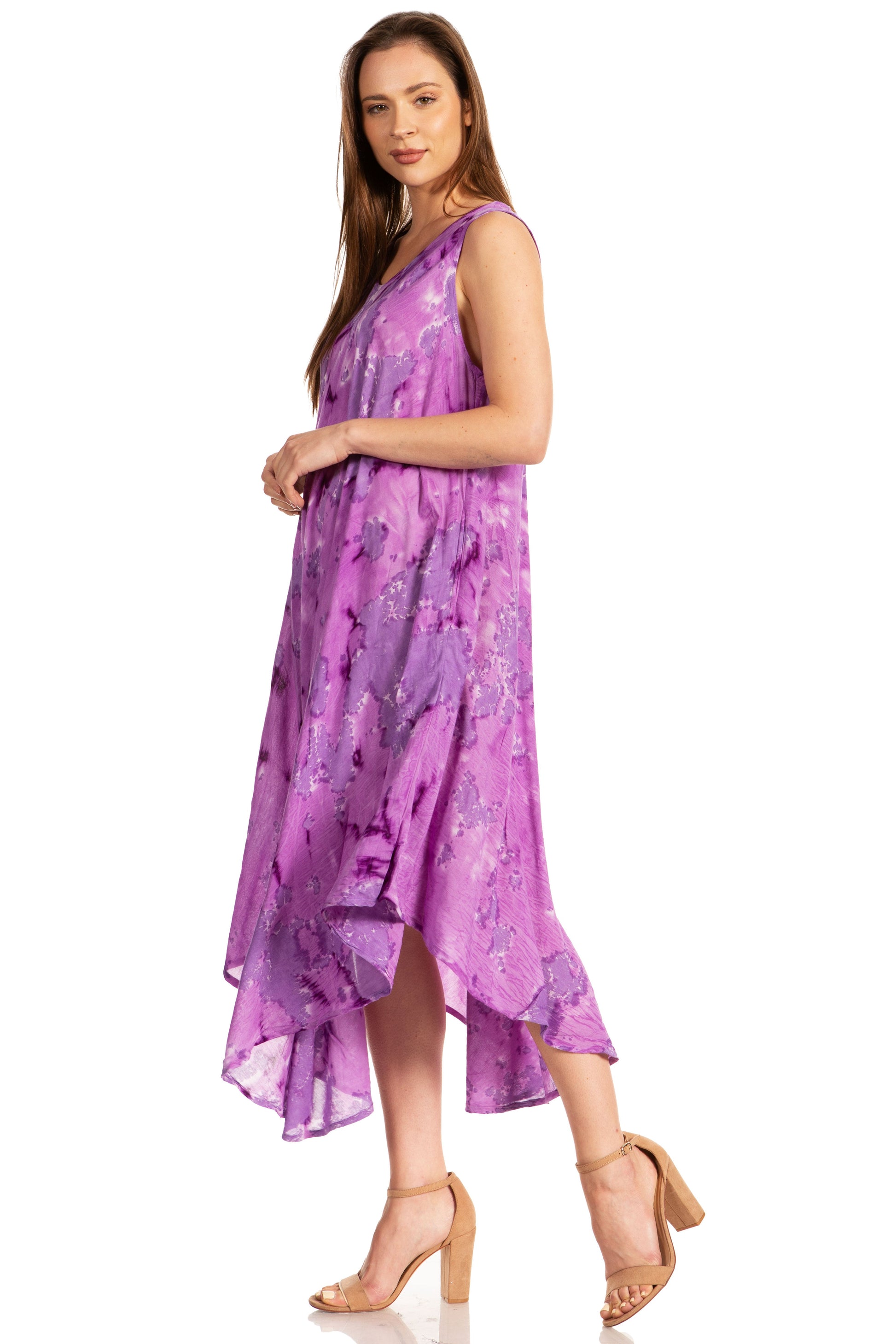 Sakkas Laeila Tie Dye Washed Long Sleeveless Tank Top Caftan Dress / Cover Up - Concordia Style Boutique