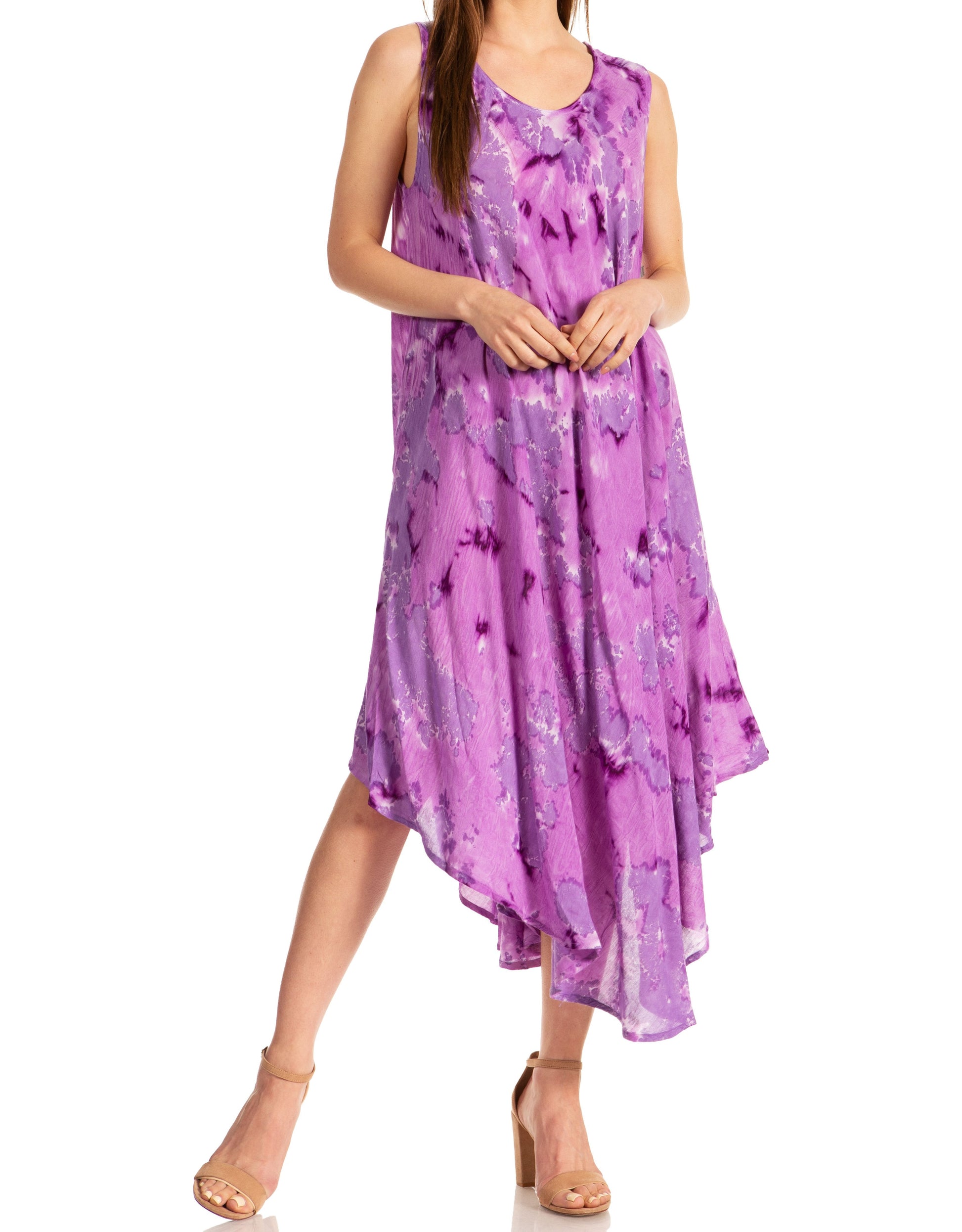 Sakkas Laeila Tie Dye Washed Long Sleeveless Tank Top Caftan Dress / Cover Up - Concordia Style Boutique
