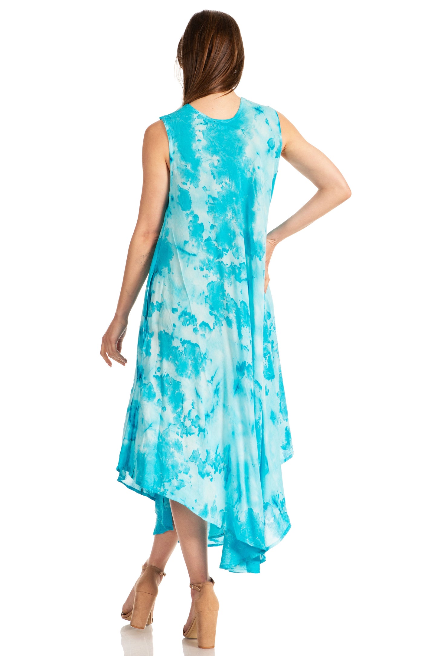 Sakkas Laeila Tie Dye Washed Long Sleeveless Tank Top Caftan Dress / Cover Up - Concordia Style Boutique