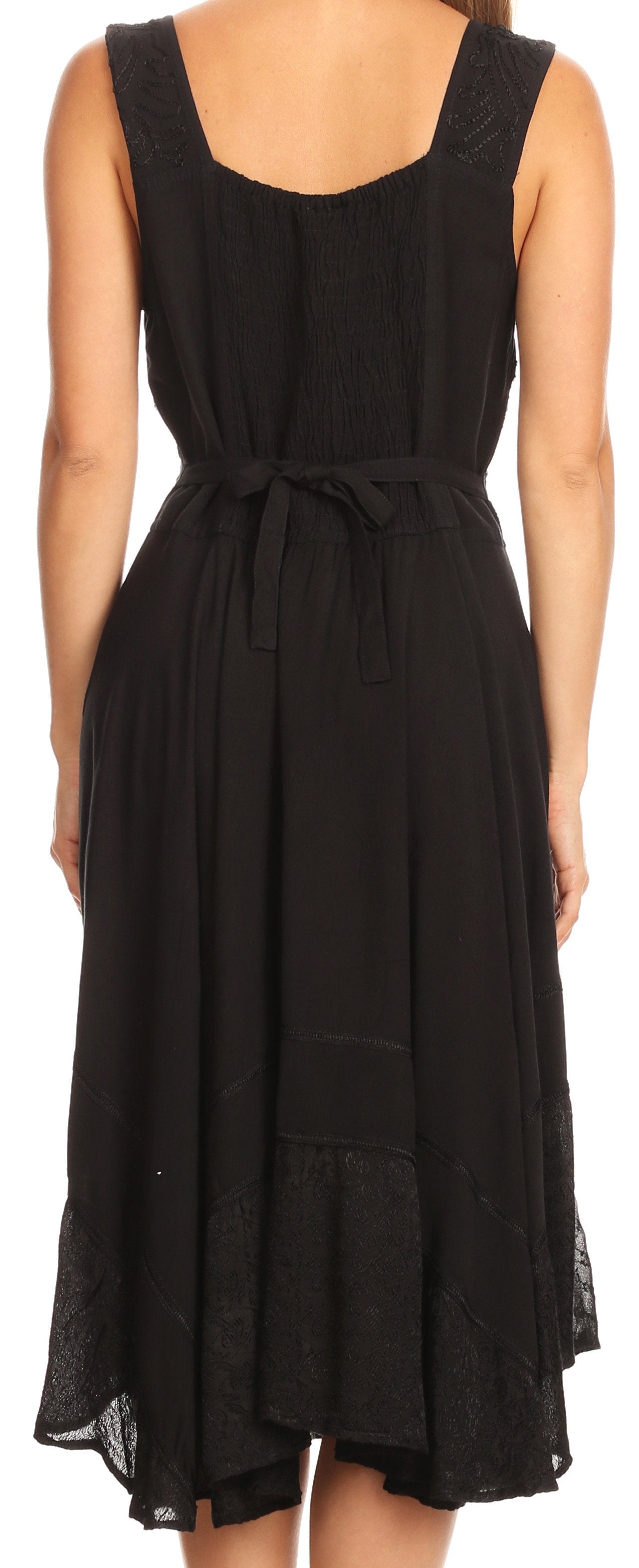 Sakkas Magdilena Stonewashed Corset Front Embroidered Dress - Concordia Style Boutique