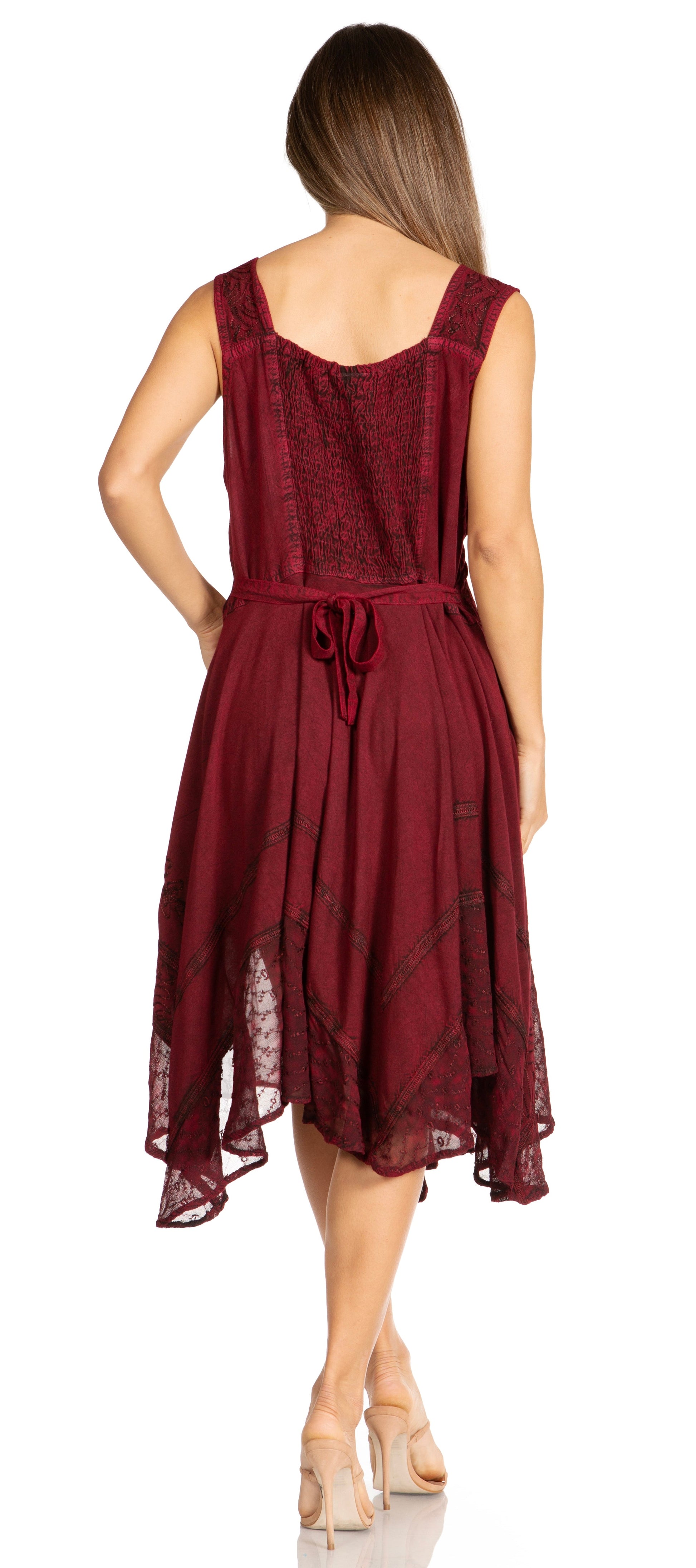 Sakkas Magdilena Stonewashed Corset Front Embroidered Dress - Concordia Style Boutique
