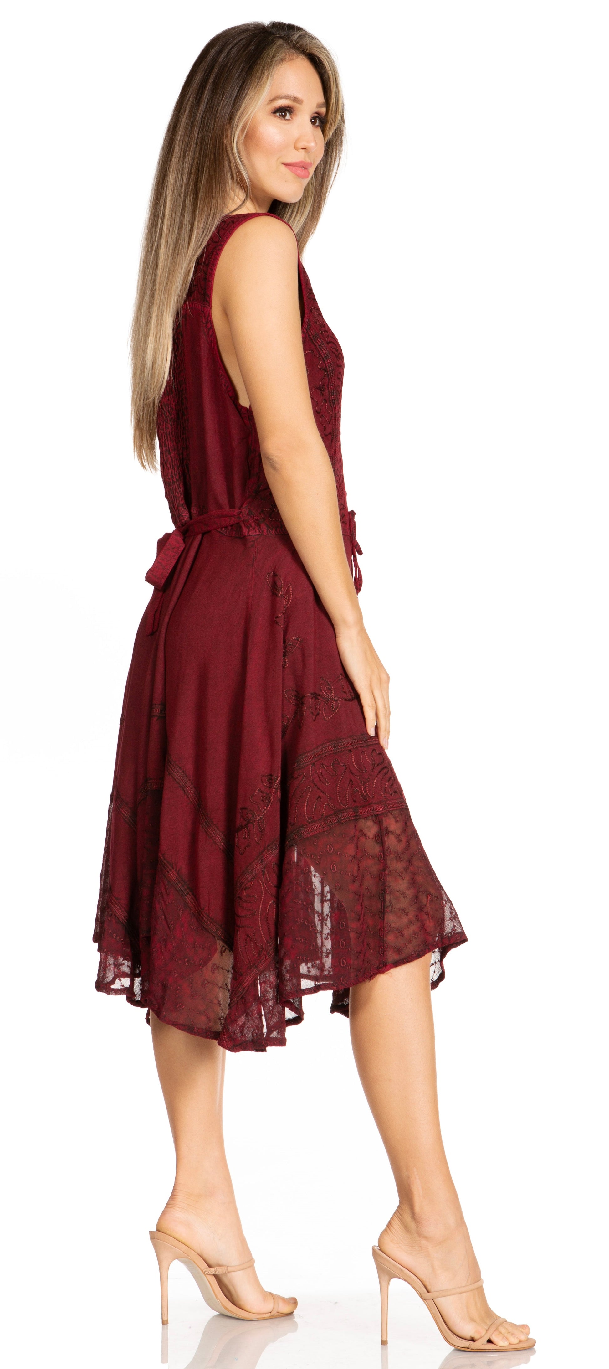 Sakkas Magdilena Stonewashed Corset Front Embroidered Dress - Concordia Style Boutique