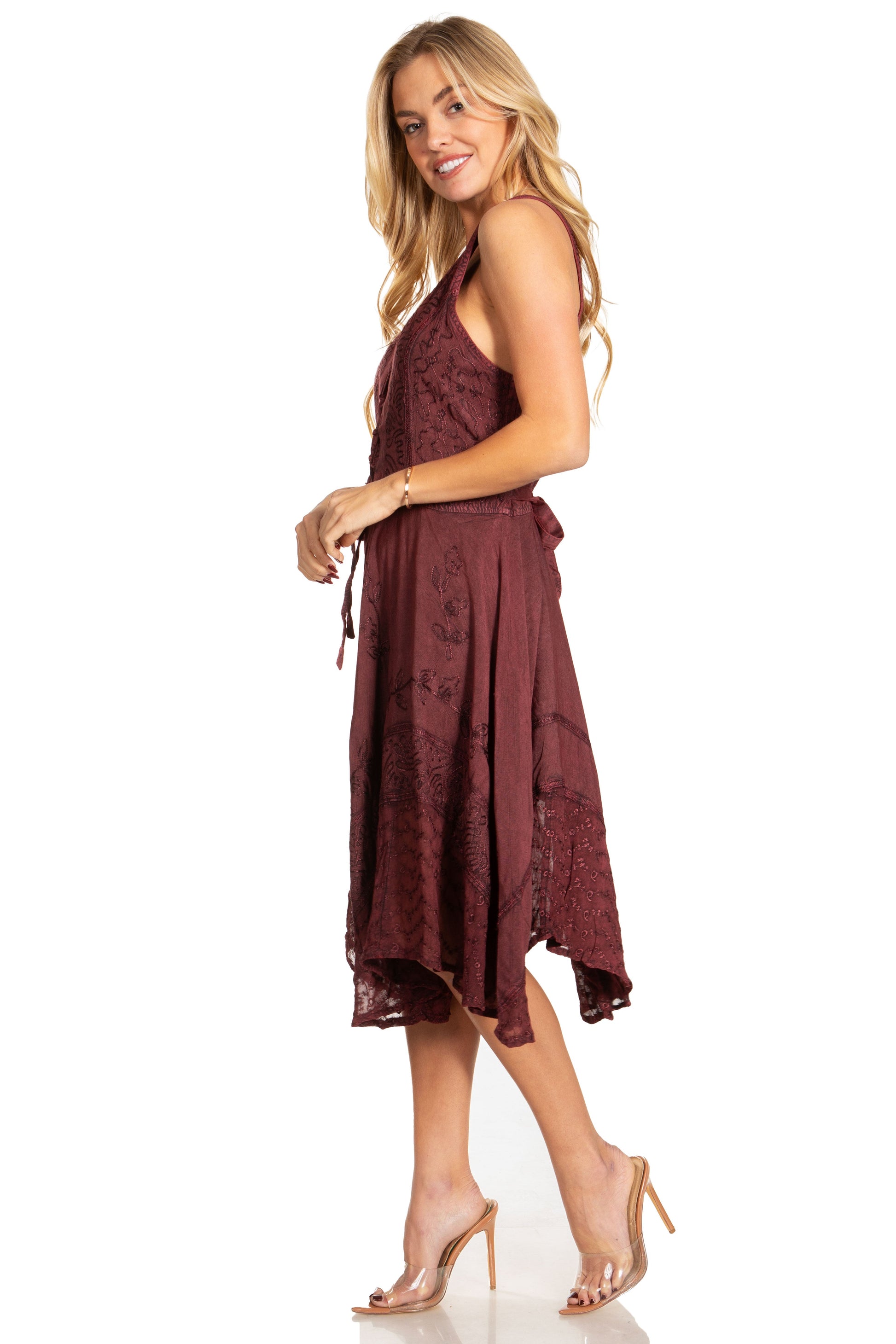 Sakkas Magdilena Stonewashed Corset Front Embroidered Dress - Concordia Style Boutique