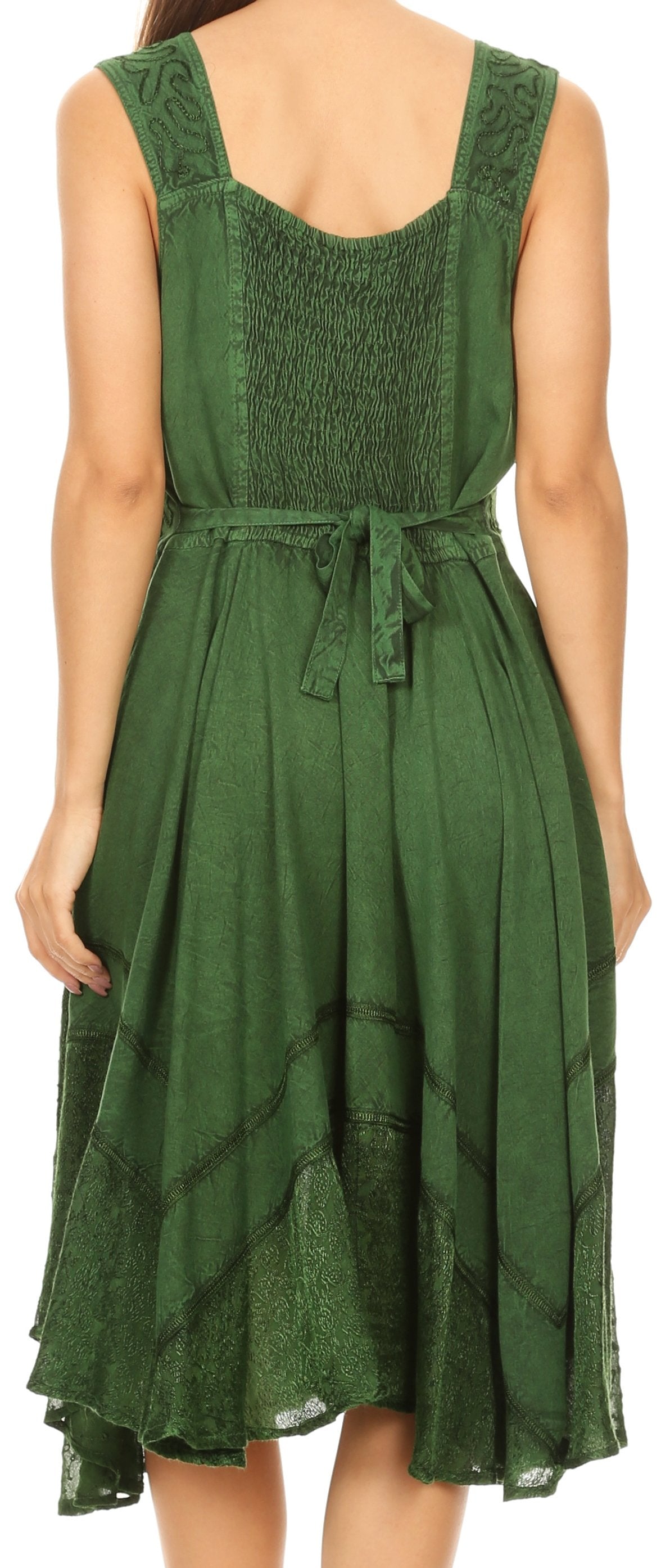 Sakkas Magdilena Stonewashed Corset Front Embroidered Dress - Concordia Style Boutique