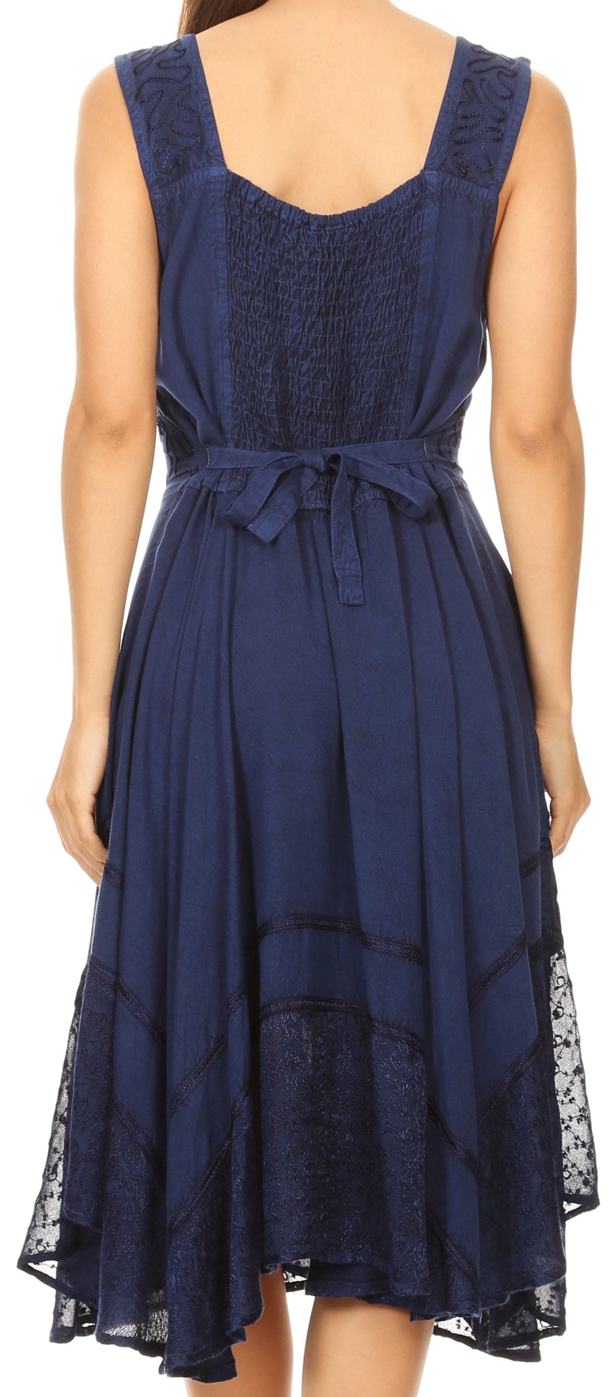 Sakkas Magdilena Stonewashed Corset Front Embroidered Dress - Concordia Style Boutique