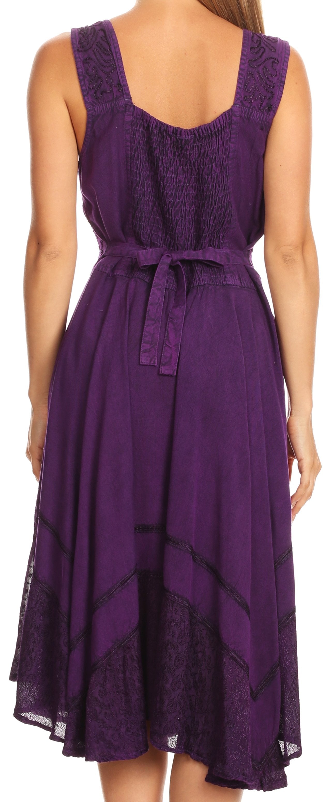 Sakkas Magdilena Stonewashed Corset Front Embroidered Dress - Concordia Style Boutique