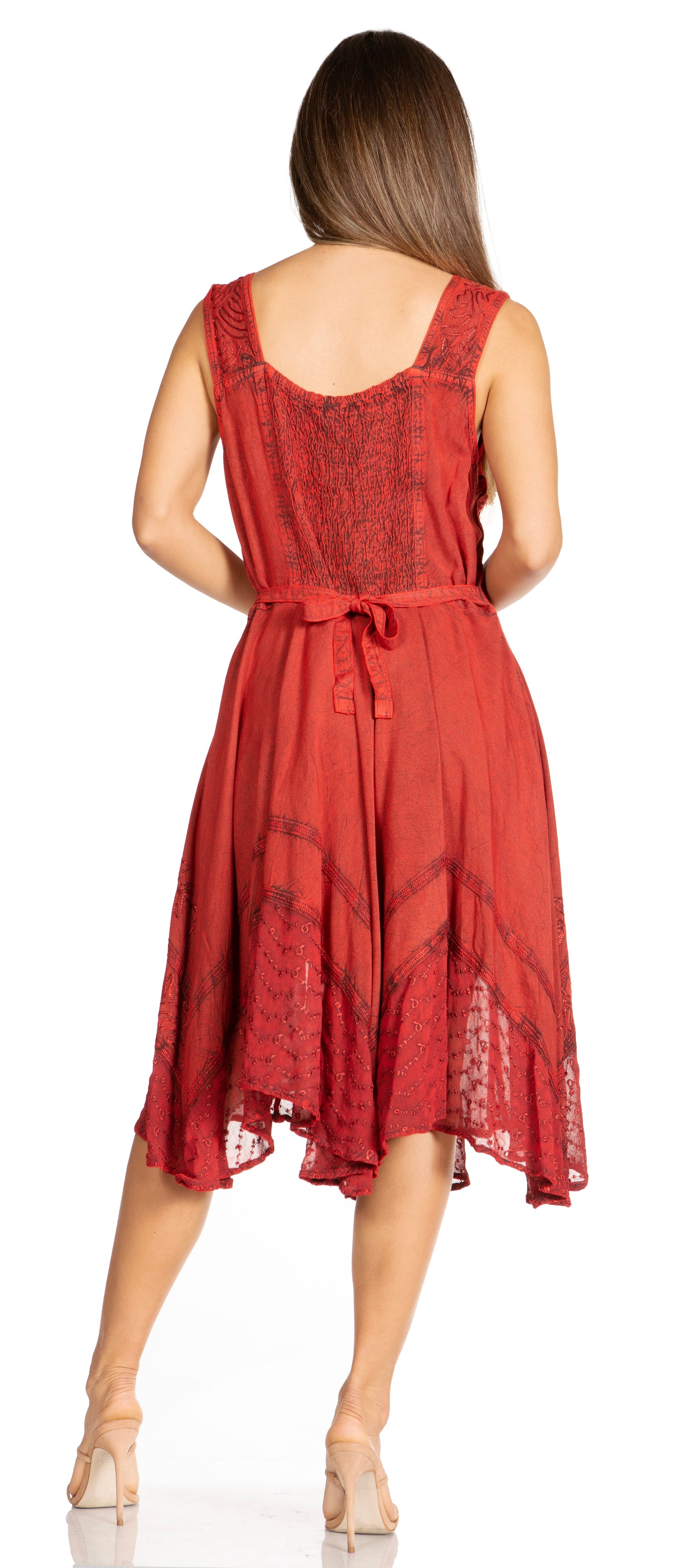 Sakkas Magdilena Stonewashed Corset Front Embroidered Dress - Concordia Style Boutique