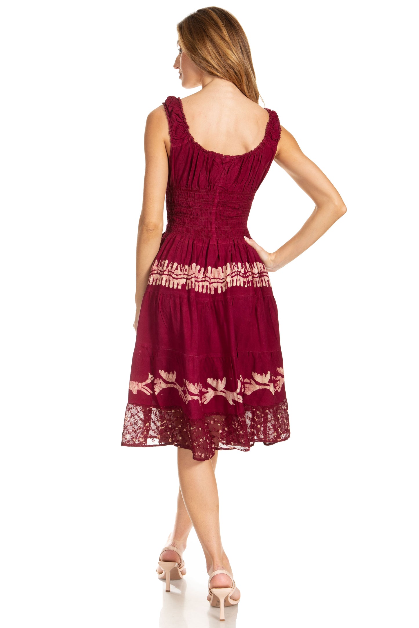 Sakkas Alba Women's Off The Shoulder Smock Ruffle Midi Dress Tie Dye & Embroidery - Concordia Style Boutique