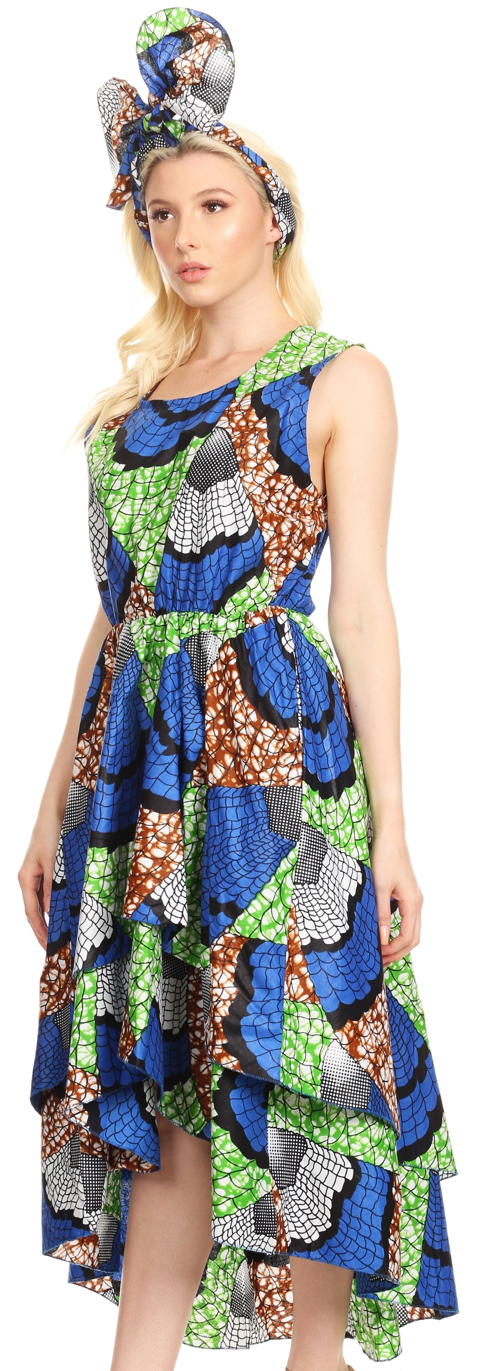Sakkas Emalia Women's Sleeveless Cocktail High Low Hem Dress with Pockets Chambray - Concordia Style Boutique