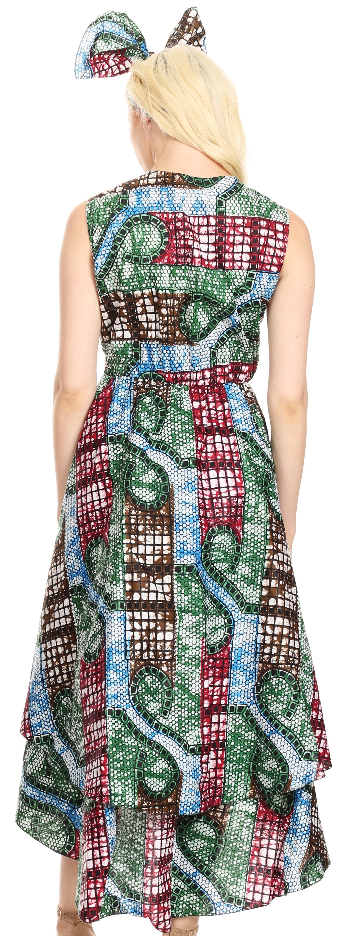 Sakkas Emalia Women's Sleeveless Cocktail High Low Hem Dress with Pockets Chambray - Concordia Style Boutique