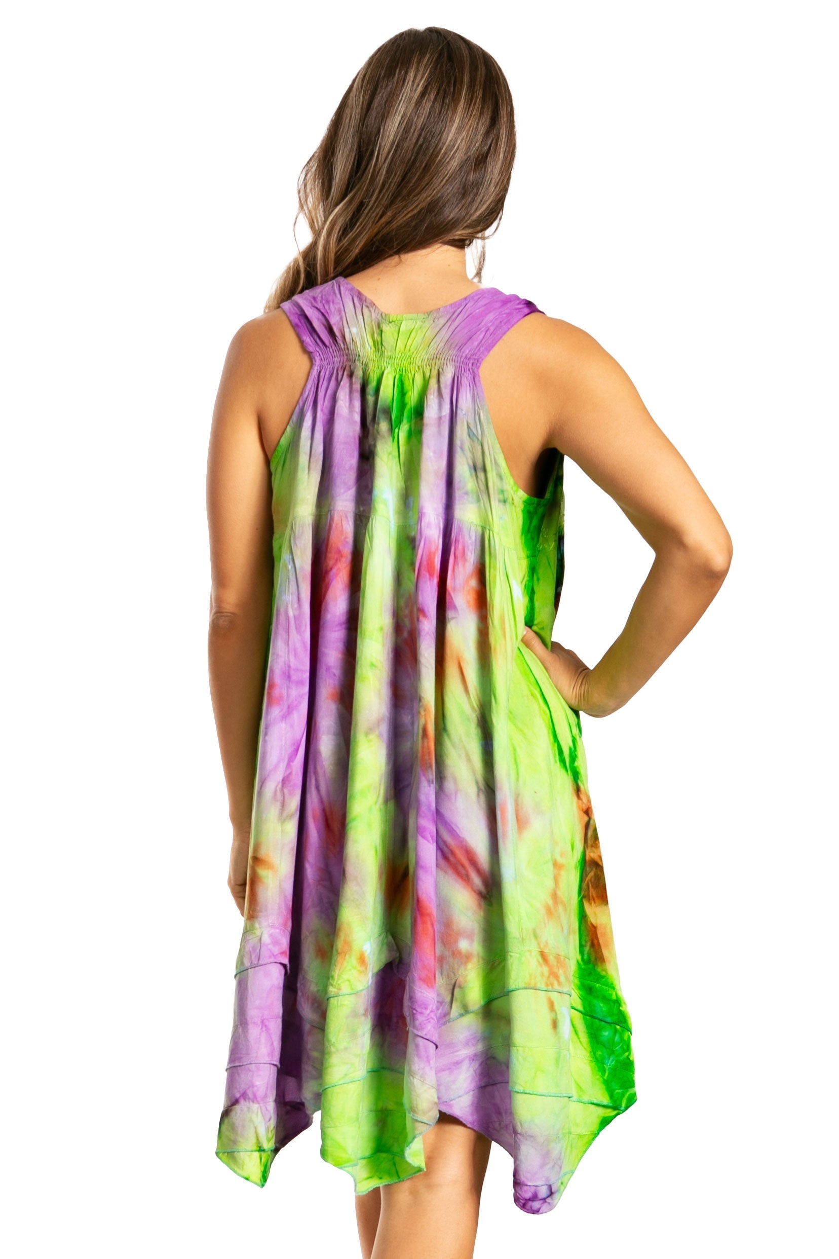 Sakkas Artemi Women's Casual Short Tie-dye Sleeveless Loose Tank Dress Cover-up - Concordia Style Boutique