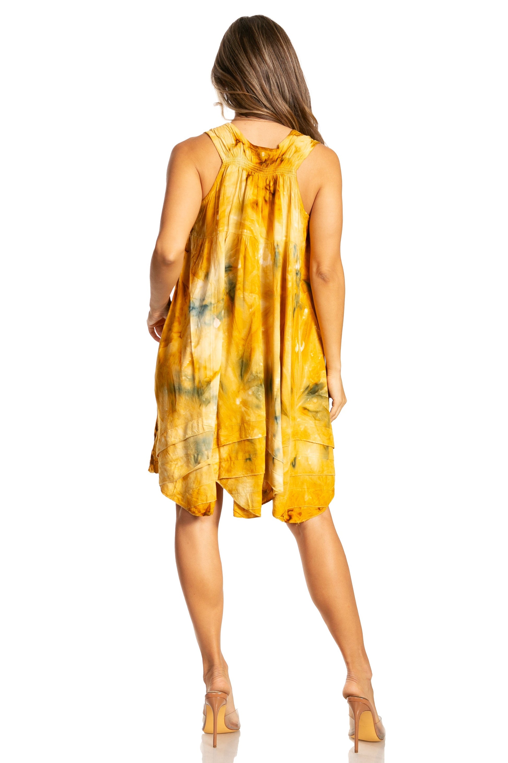 Sakkas Artemi Women's Casual Short Tie-dye Sleeveless Loose Tank Dress Cover-up - Concordia Style Boutique