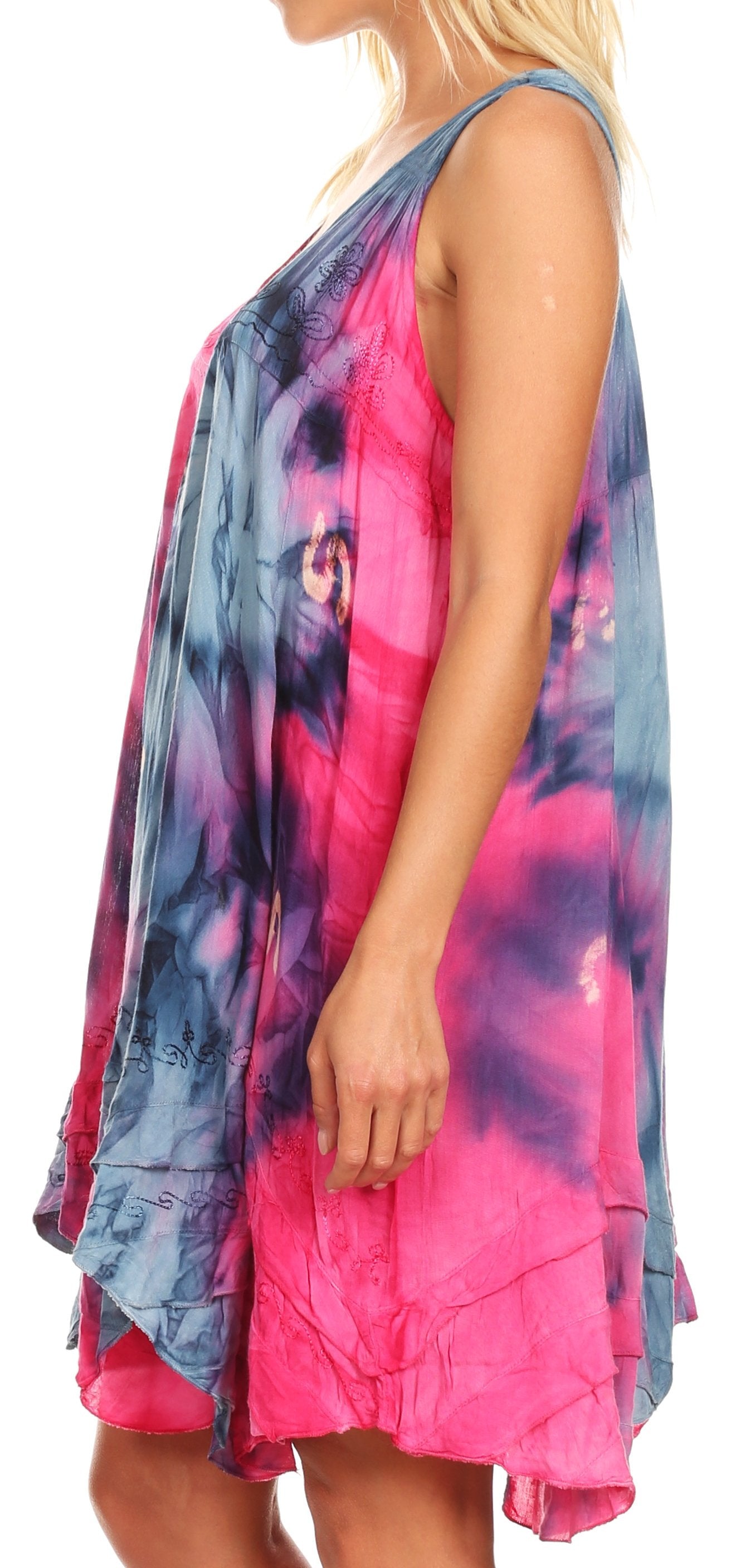 Sakkas Artemi Women's Casual Short Tie-dye Sleeveless Loose Tank Dress Cover-up - Concordia Style Boutique