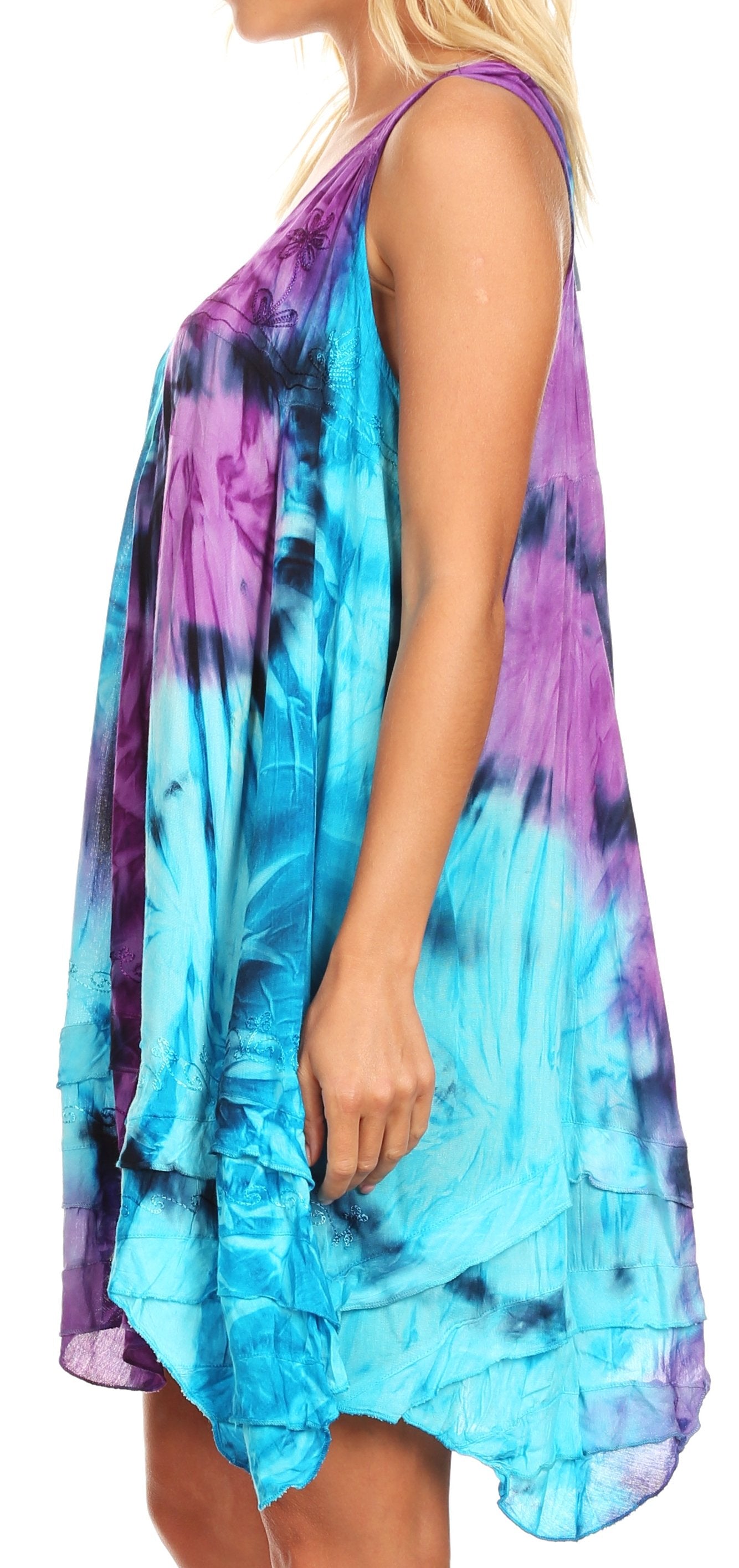 Sakkas Artemi Women's Casual Short Tie-dye Sleeveless Loose Tank Dress Cover-up - Concordia Style Boutique