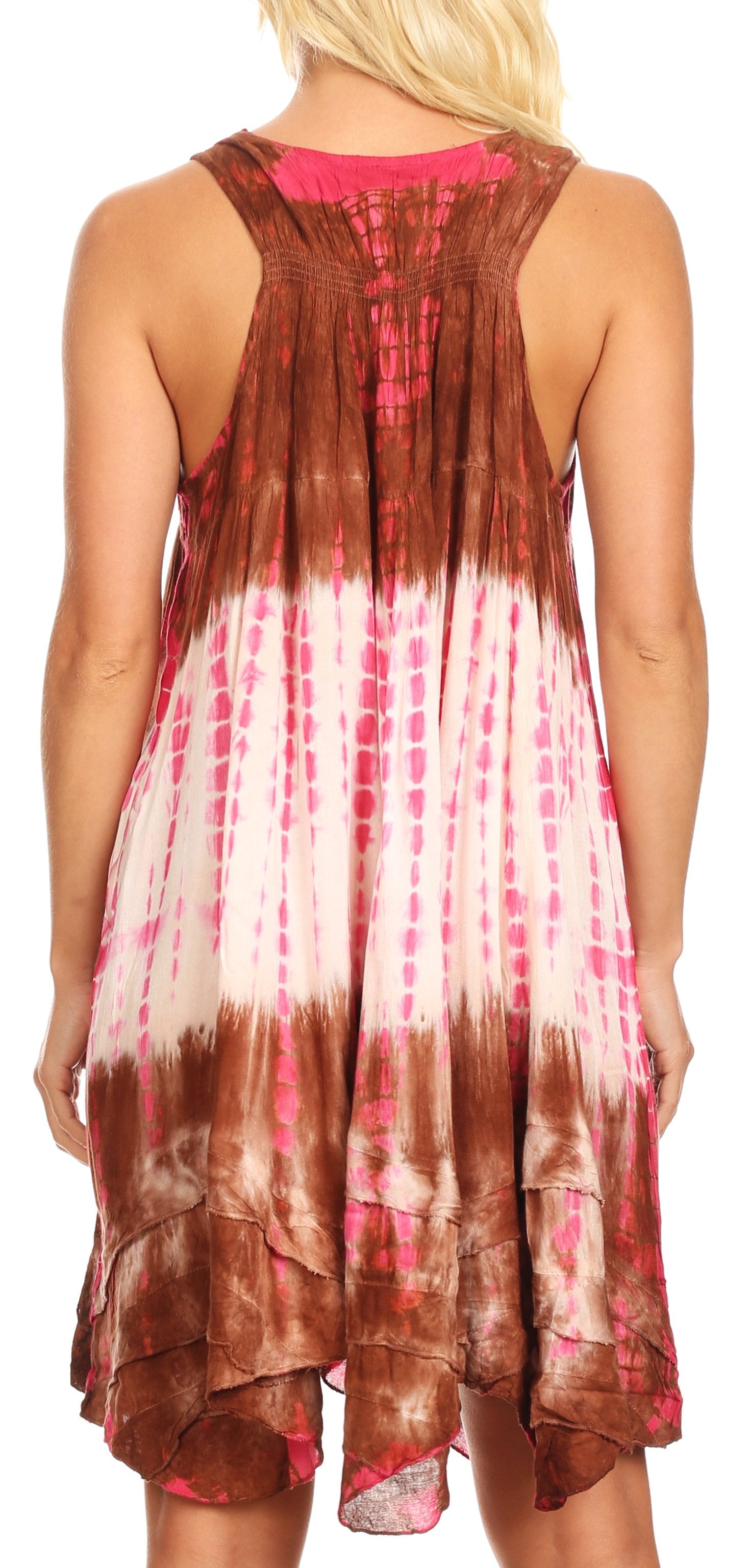 Sakkas Artemi Women's Casual Short Tie-dye Sleeveless Loose Tank Dress Cover-up - Concordia Style Boutique