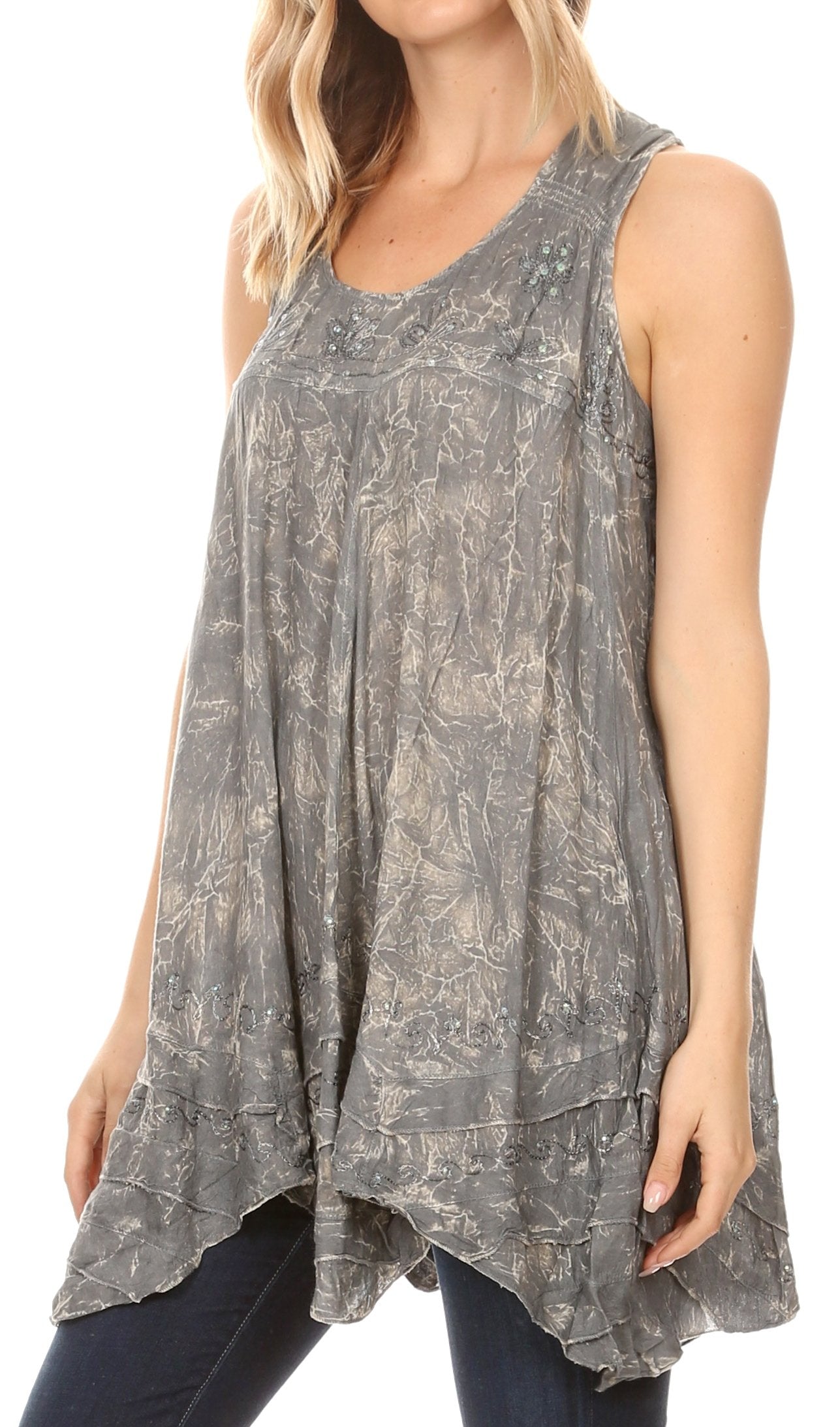 Sakkas Artemi Women's Casual Short Tie-dye Sleeveless Loose Tank Dress Cover-up - Concordia Style Boutique