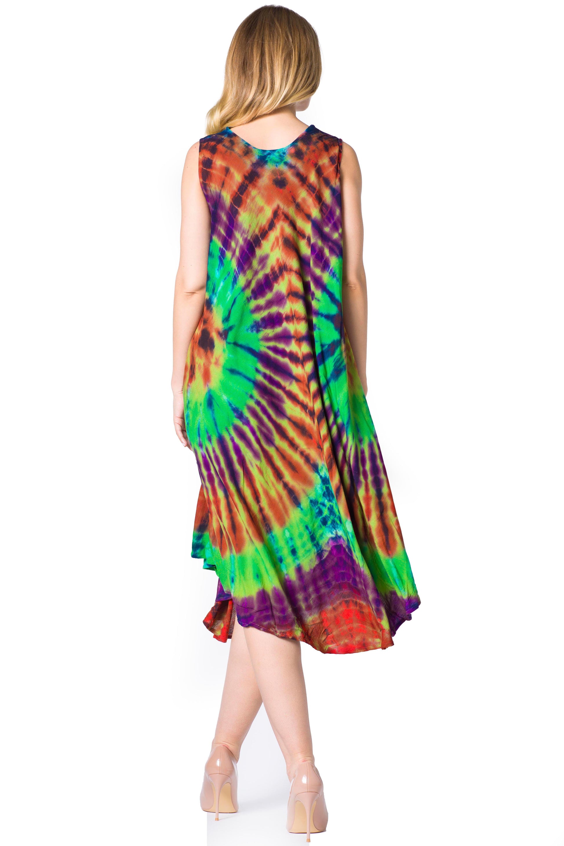 Sakkas Neja Women's Casual Maxi Summer Sleeveless Loose Fit Tie Dye Tank Dress - Concordia Style Boutique
