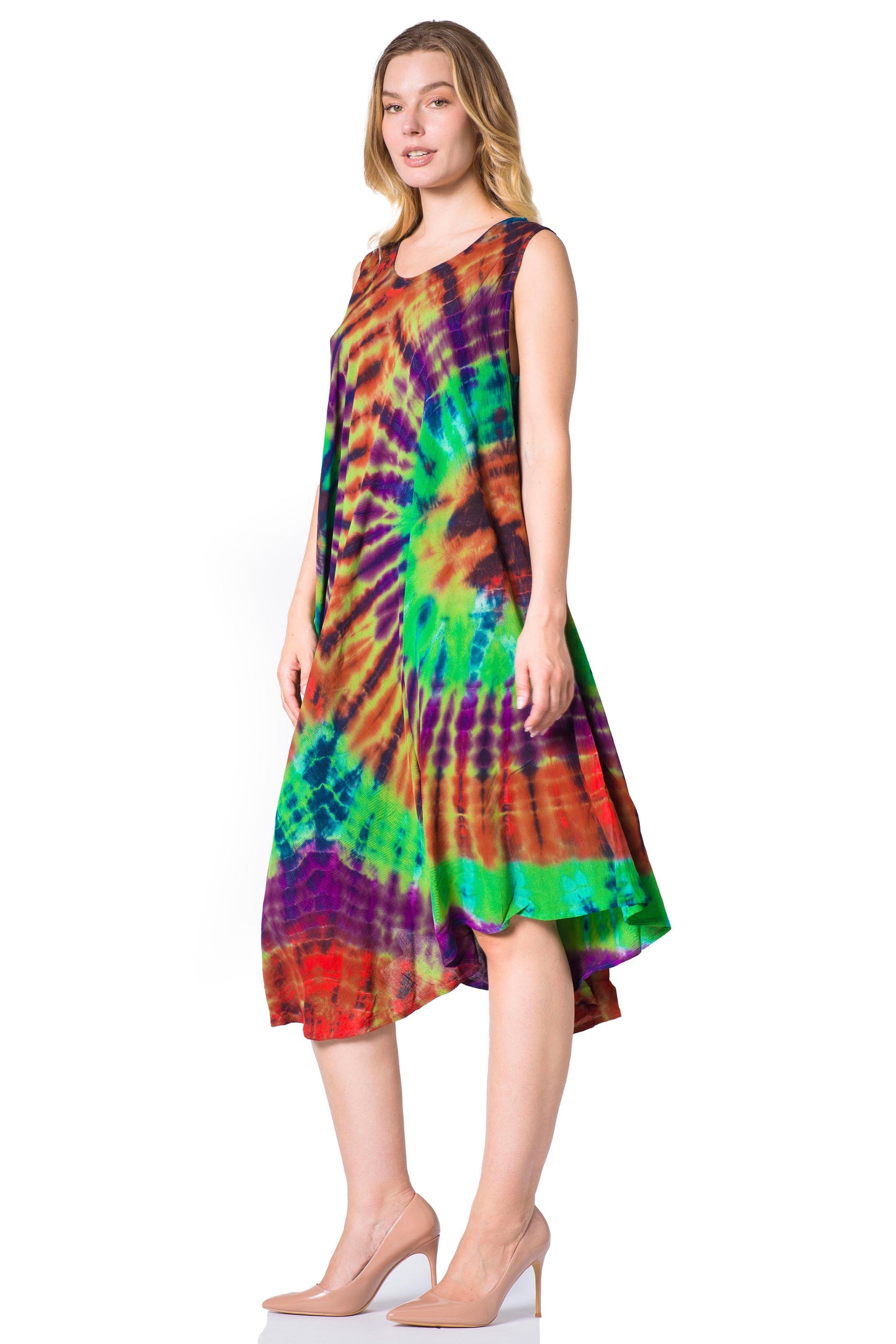 Sakkas Neja Women's Casual Maxi Summer Sleeveless Loose Fit Tie Dye Tank Dress - Concordia Style Boutique