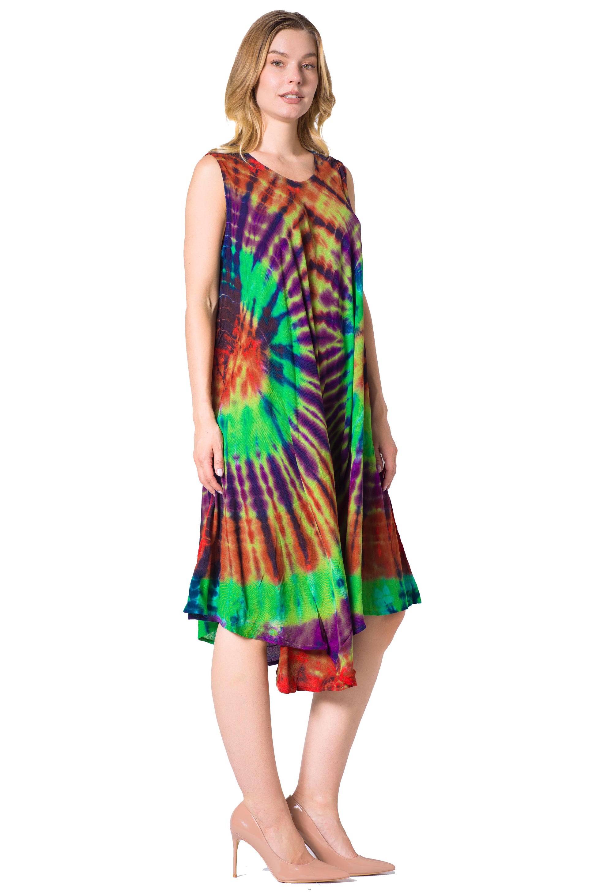 Sakkas Neja Women's Casual Maxi Summer Sleeveless Loose Fit Tie Dye Tank Dress - Concordia Style Boutique
