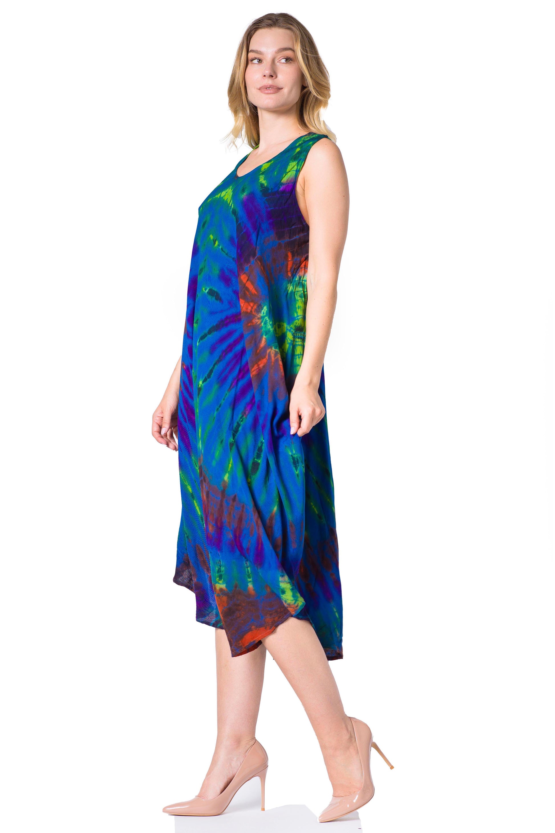 Sakkas Neja Women's Casual Maxi Summer Sleeveless Loose Fit Tie Dye Tank Dress - Concordia Style Boutique
