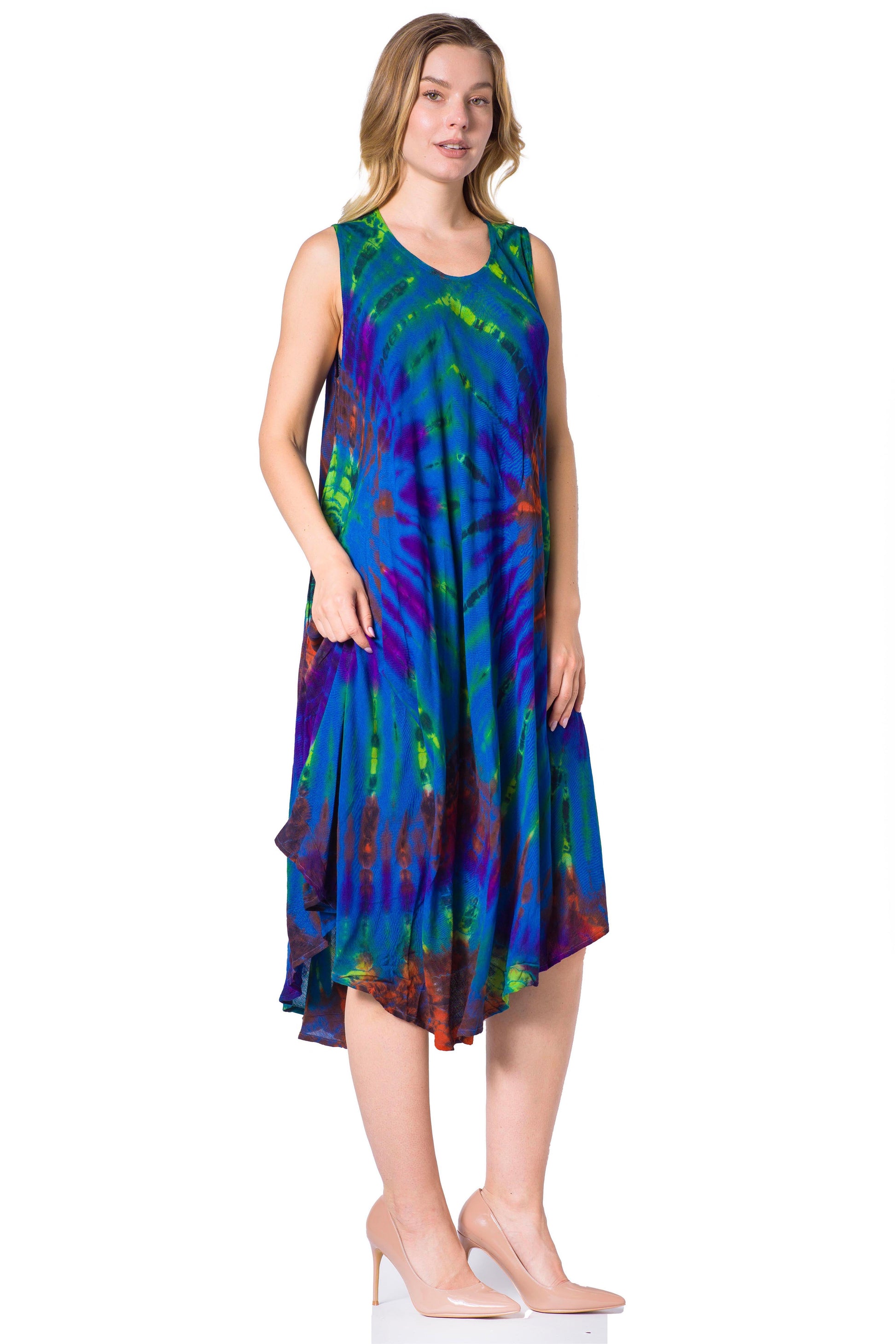 Sakkas Neja Women's Casual Maxi Summer Sleeveless Loose Fit Tie Dye Tank Dress - Concordia Style Boutique