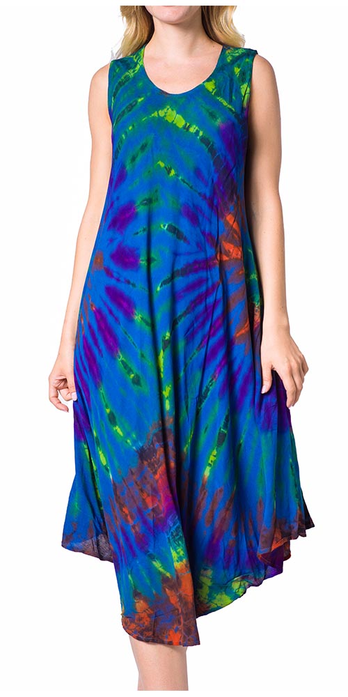 Sakkas Neja Women's Casual Maxi Summer Sleeveless Loose Fit Tie Dye Tank Dress - Concordia Style Boutique