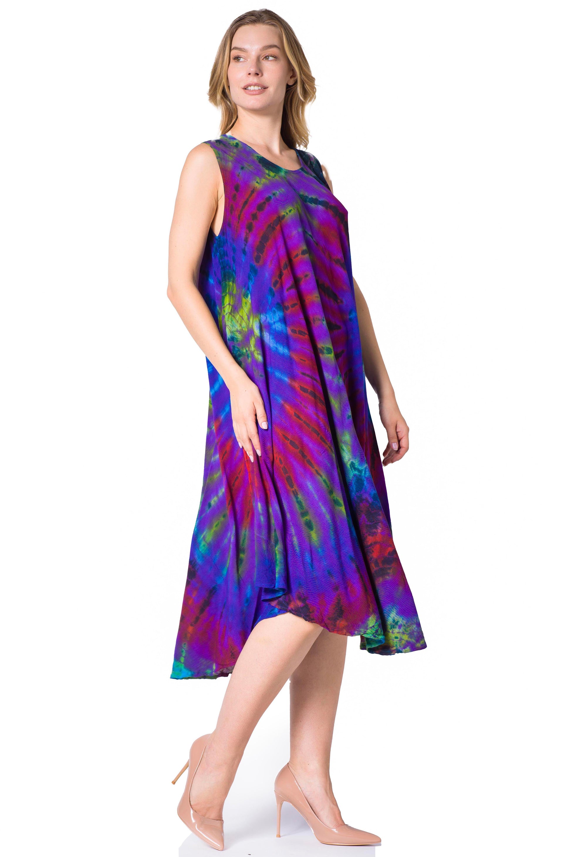 Sakkas Neja Women's Casual Maxi Summer Sleeveless Loose Fit Tie Dye Tank Dress - Concordia Style Boutique