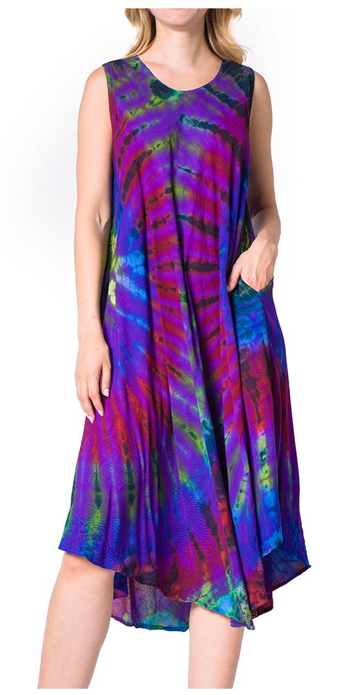 Sakkas Neja Women's Casual Maxi Summer Sleeveless Loose Fit Tie Dye Tank Dress - Concordia Style Boutique