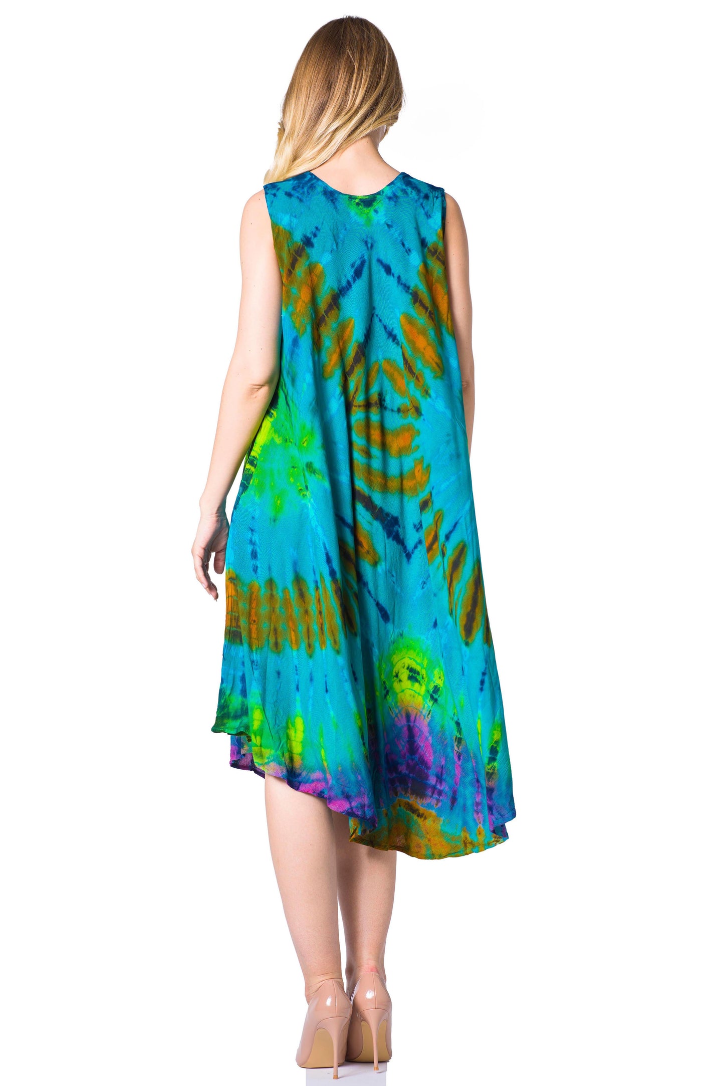 Sakkas Neja Women's Casual Maxi Summer Sleeveless Loose Fit Tie Dye Tank Dress - Concordia Style Boutique