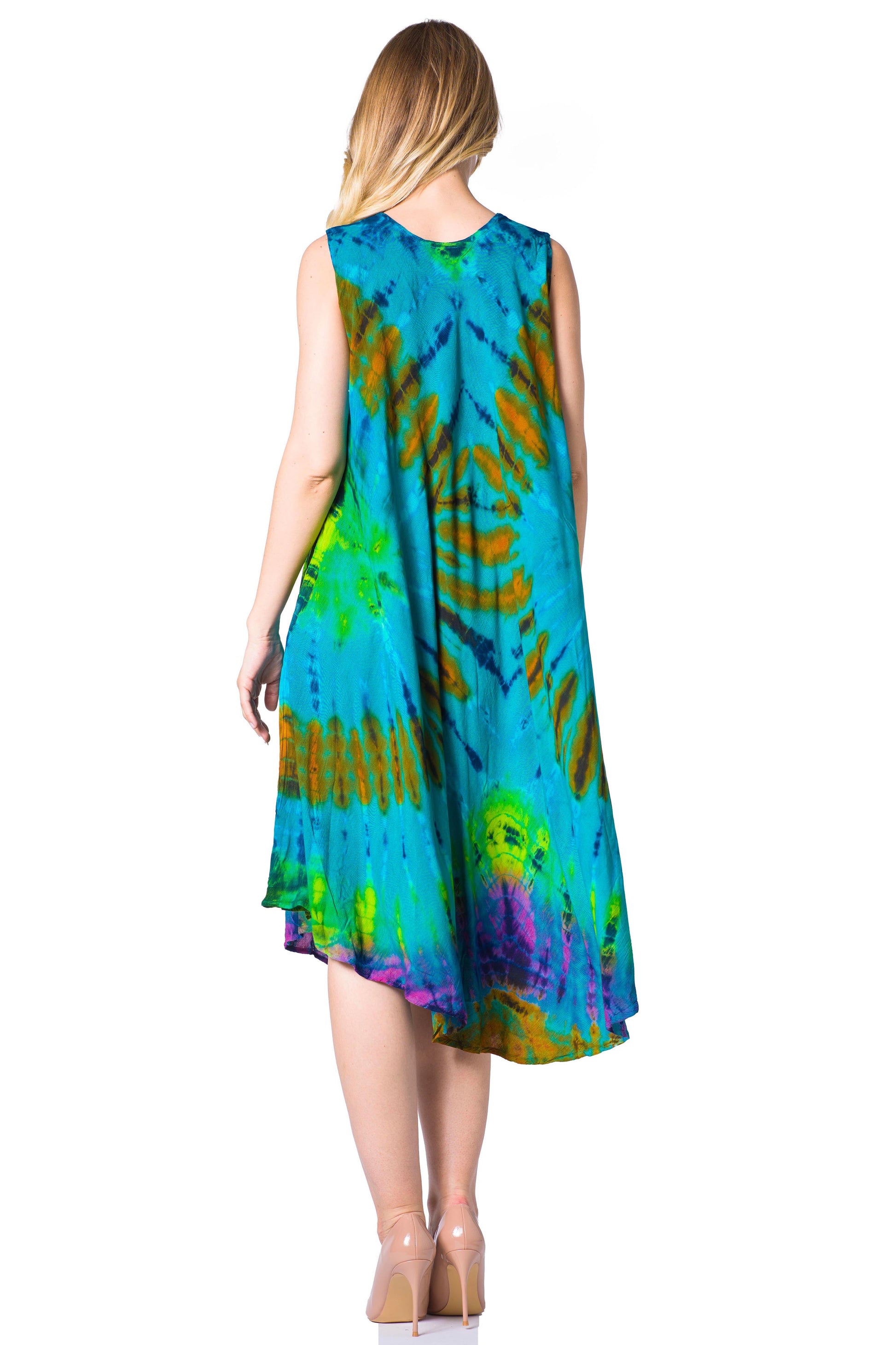 Sakkas Neja Women's Casual Maxi Summer Sleeveless Loose Fit Tie Dye Tank Dress - Concordia Style Boutique