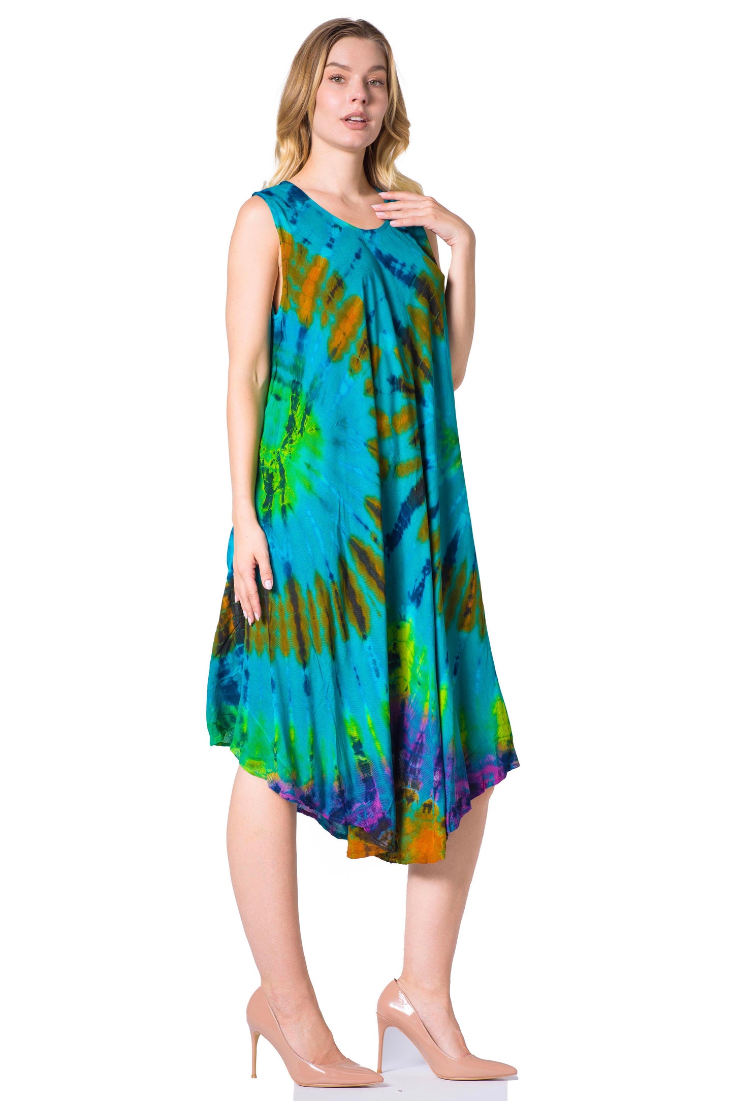 Sakkas Neja Women's Casual Maxi Summer Sleeveless Loose Fit Tie Dye Tank Dress - Concordia Style Boutique