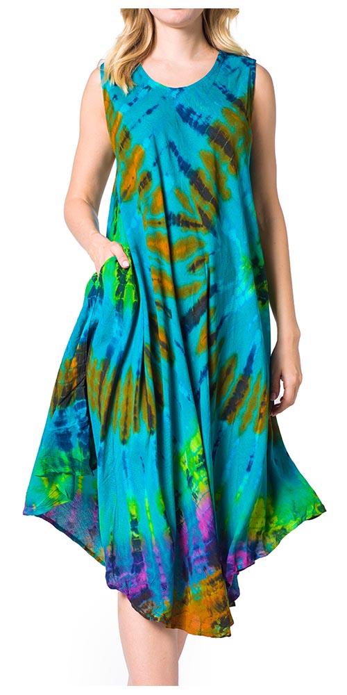 Sakkas Neja Women's Casual Maxi Summer Sleeveless Loose Fit Tie Dye Tank Dress - Concordia Style Boutique
