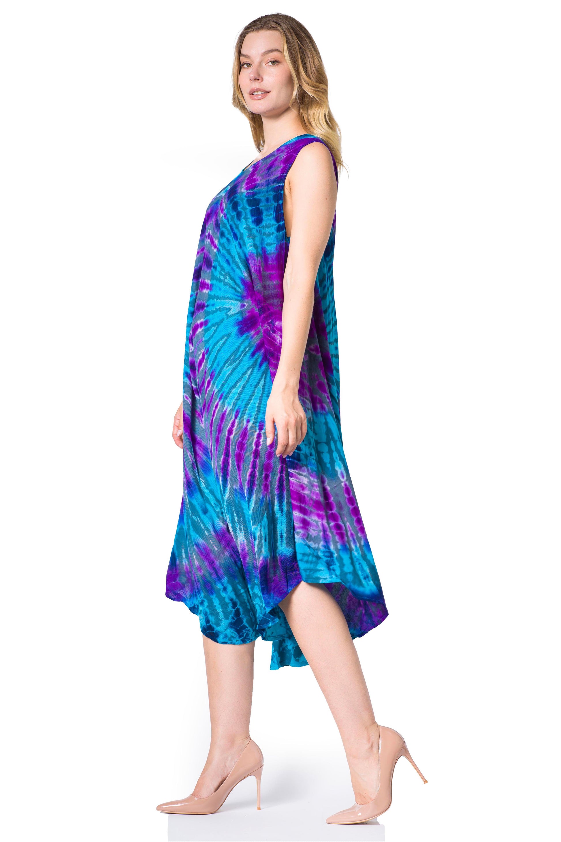 Sakkas Neja Women's Casual Maxi Summer Sleeveless Loose Fit Tie Dye Tank Dress - Concordia Style Boutique