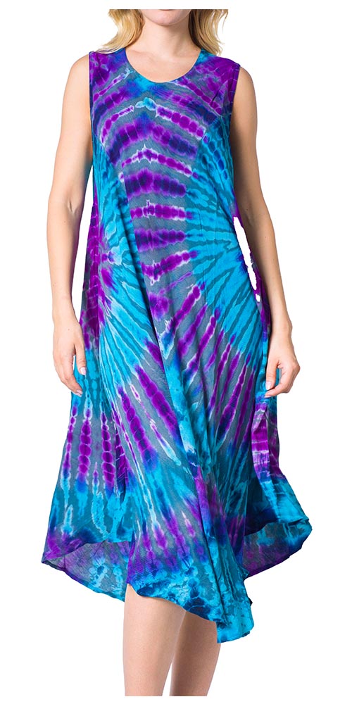 Sakkas Neja Women's Casual Maxi Summer Sleeveless Loose Fit Tie Dye Tank Dress - Concordia Style Boutique