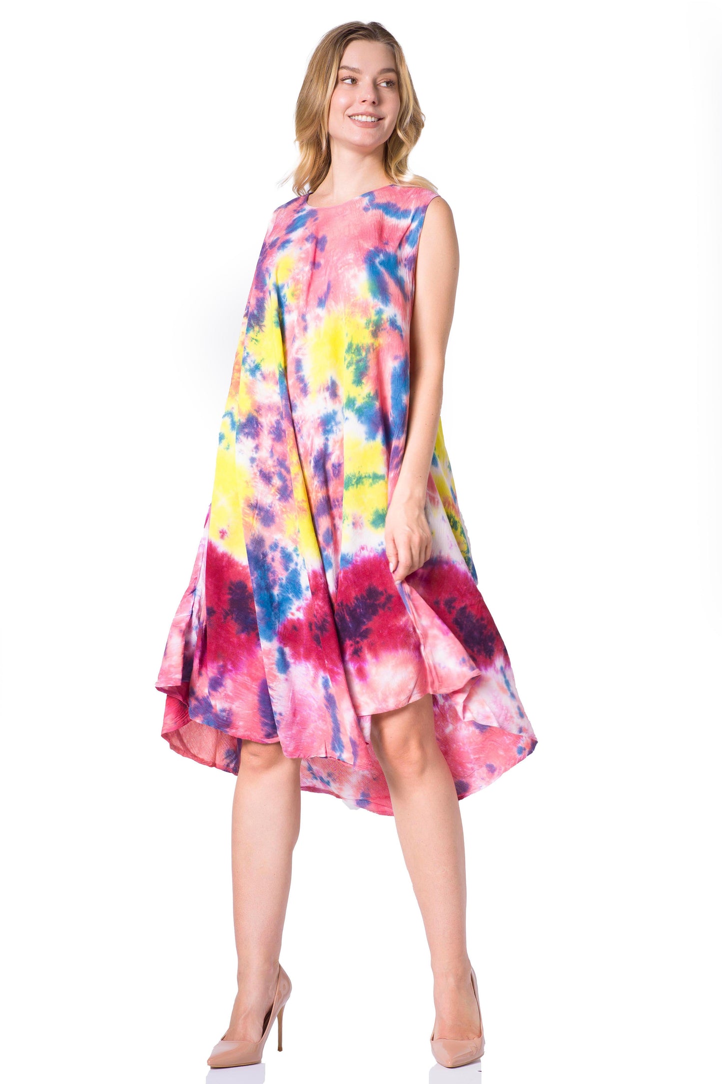 Sakkas Neja Women's Casual Maxi Summer Sleeveless Loose Fit Tie Dye Tank Dress - Concordia Style Boutique